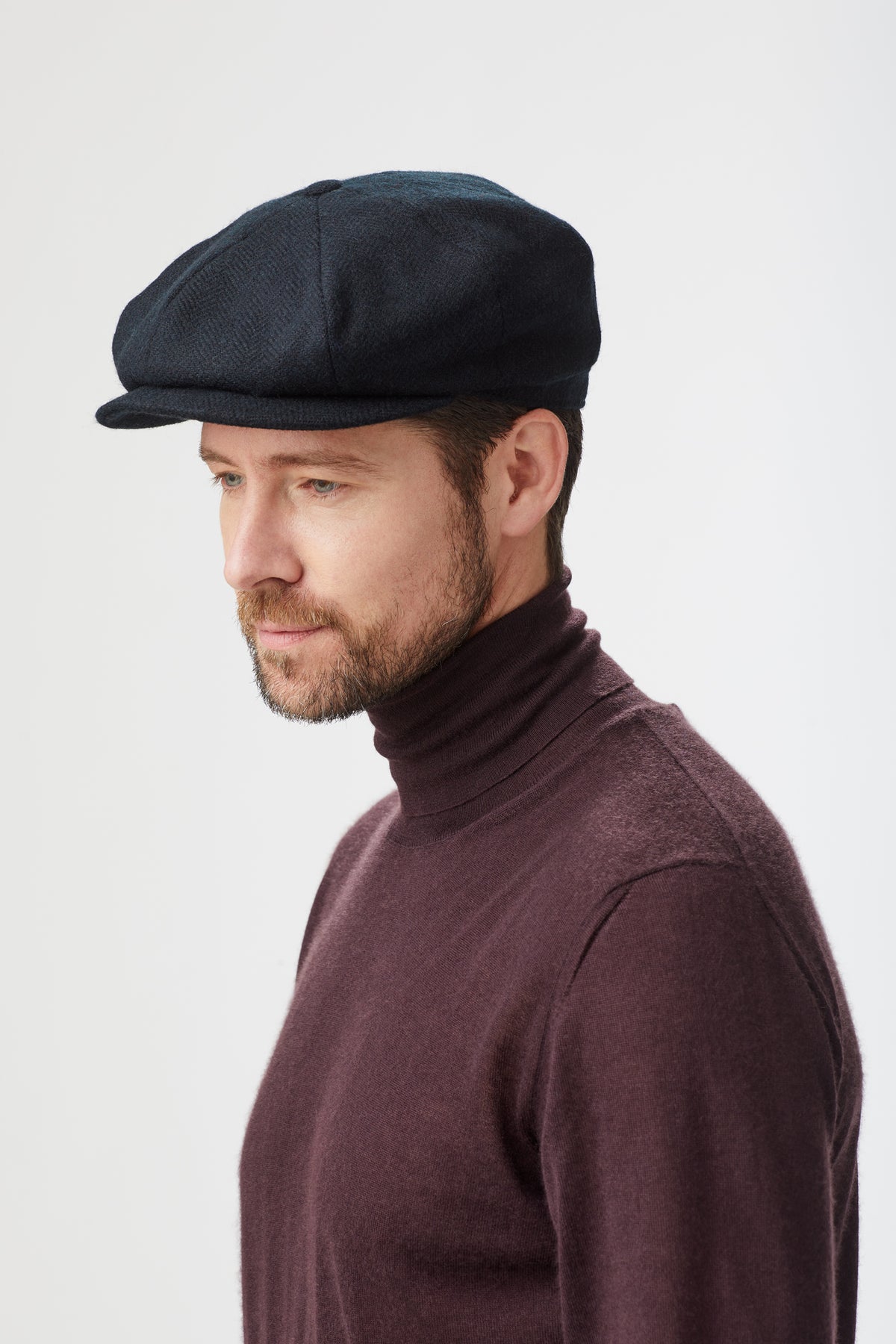 BLACK WOOL BAKERBOY CAP