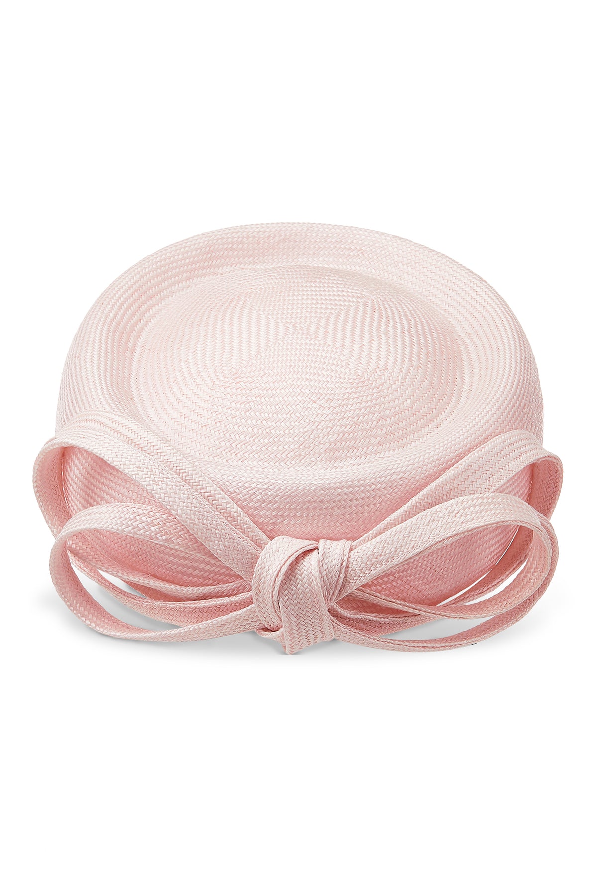 Women's Verbena Pale Pink Parasisal Straw Pillbox Hat With A Triple Bow Trimming