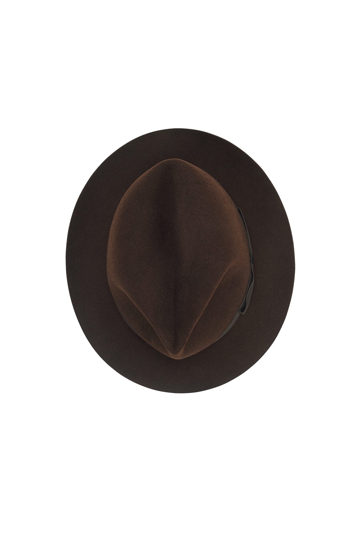 MEN'S BROWN RABBIT FUR FELT FELT NARROW-BRIMMED TRILBY HAT WITH A NARROW BROWN GROSGRAIN BAND AND BOW