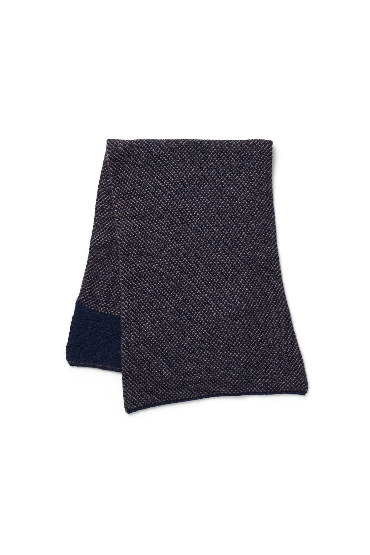 NAVY & BEIGE KNITTED CASHMERE NECK WARMER - Lock & Co. Hatters London UK