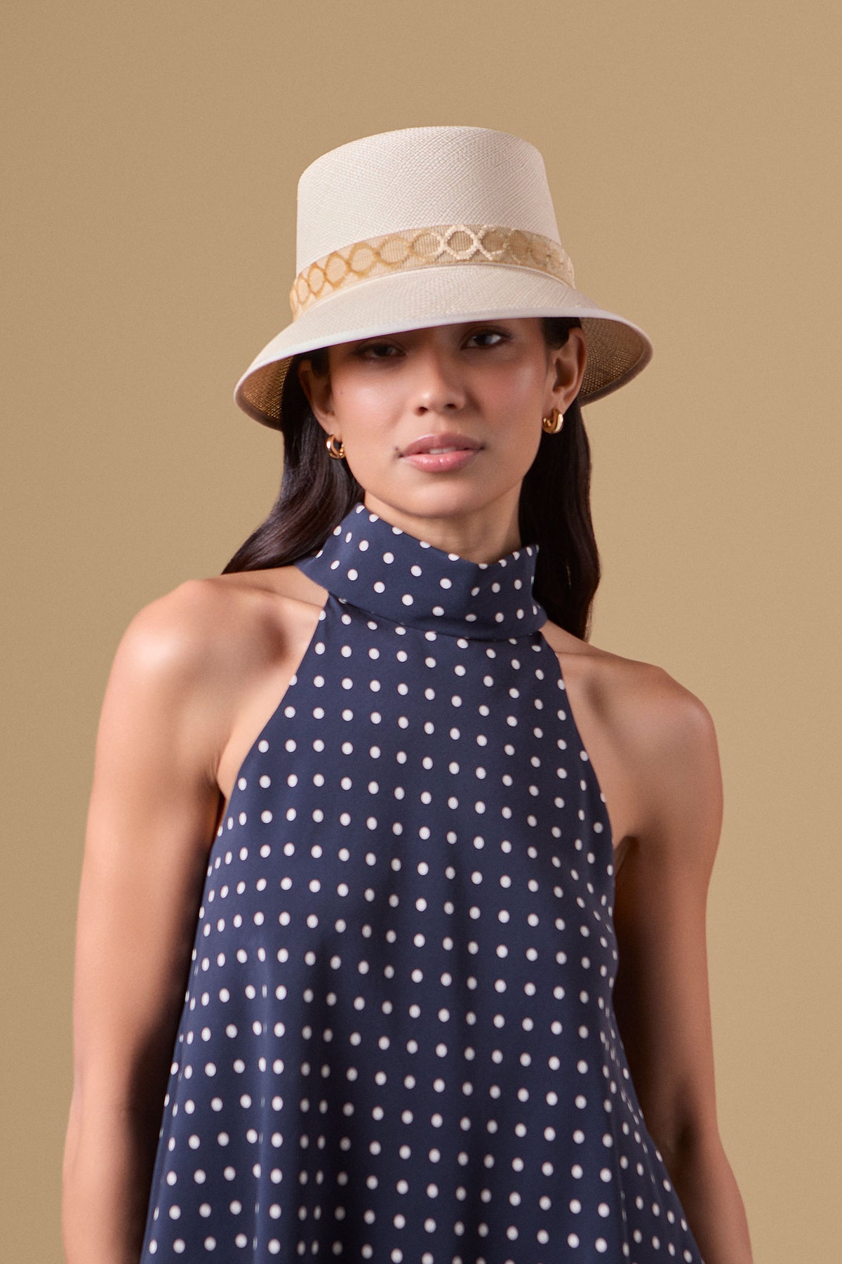 PALM STRAW SHORT BRIM PANAMA BUCKET HAT WITH A TEXTURED TOFFEE COLOURED BAND - Lock & Co. Hatters London UK