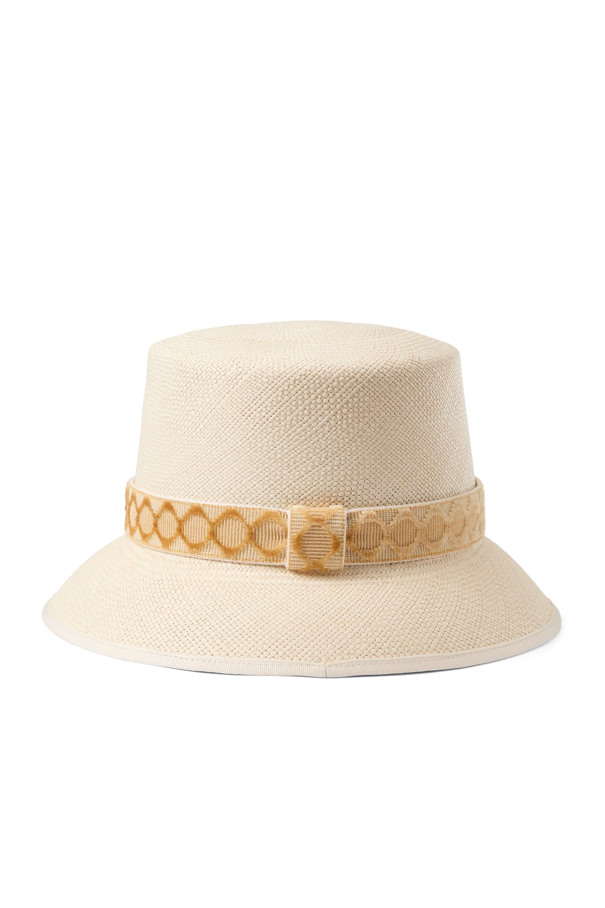 PALM STRAW SHORT BRIM PANAMA BUCKET HAT WITH A TEXTURED TOFFEE COLOURED BAND - Lock & Co. Hatters London UK