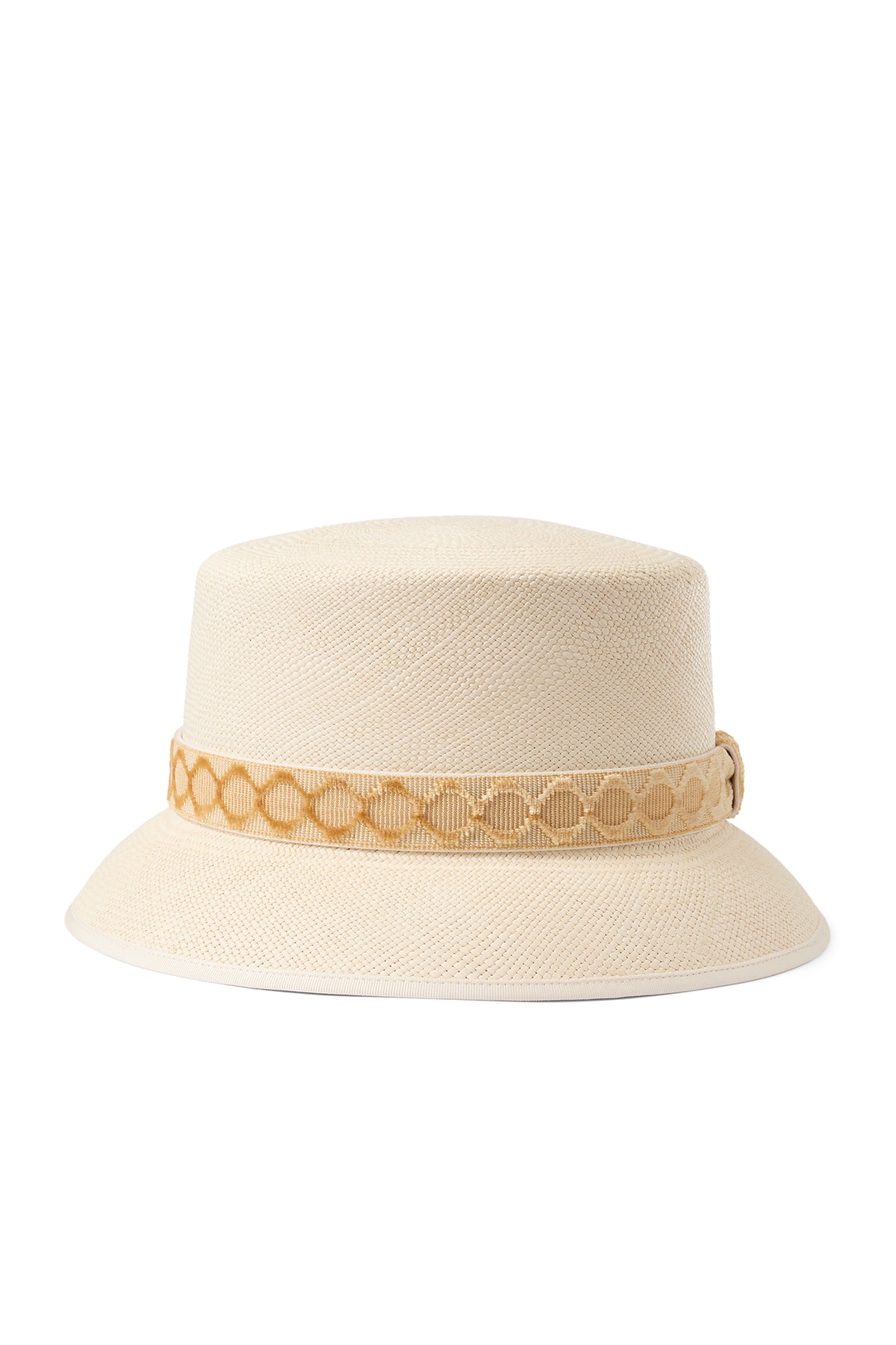 PALM STRAW SHORT BRIM PANAMA BUCKET HAT WITH A TEXTURED TOFFEE COLOURED BAND - Lock & Co. Hatters London UK