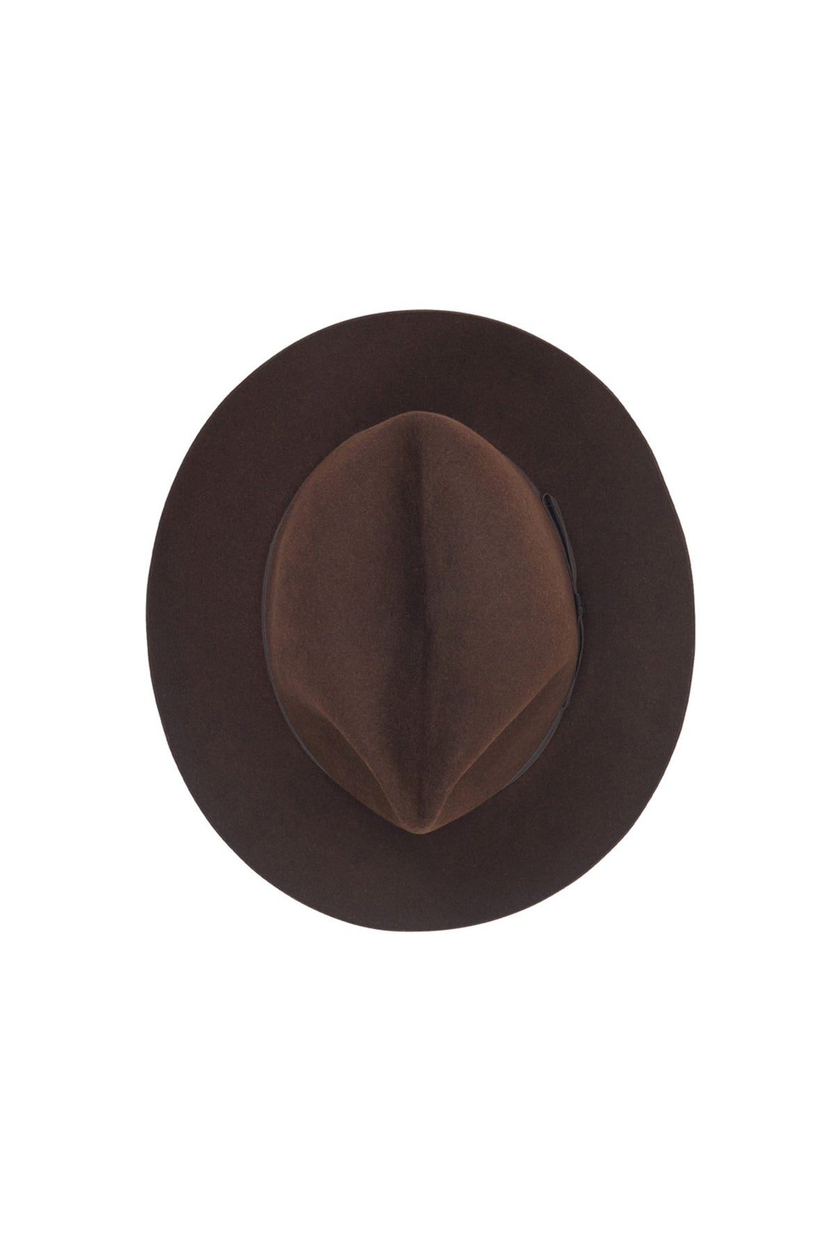 BROWN RABBIT FUR FELT FEDORA HAT WITH A BROWN NARROW GROSGRAIN BAND