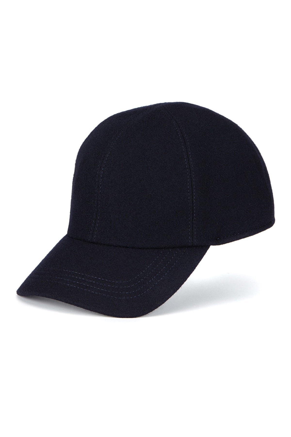 NAVY WOOL BASEBALL CAP WITH INTERNAL EARFLAPS