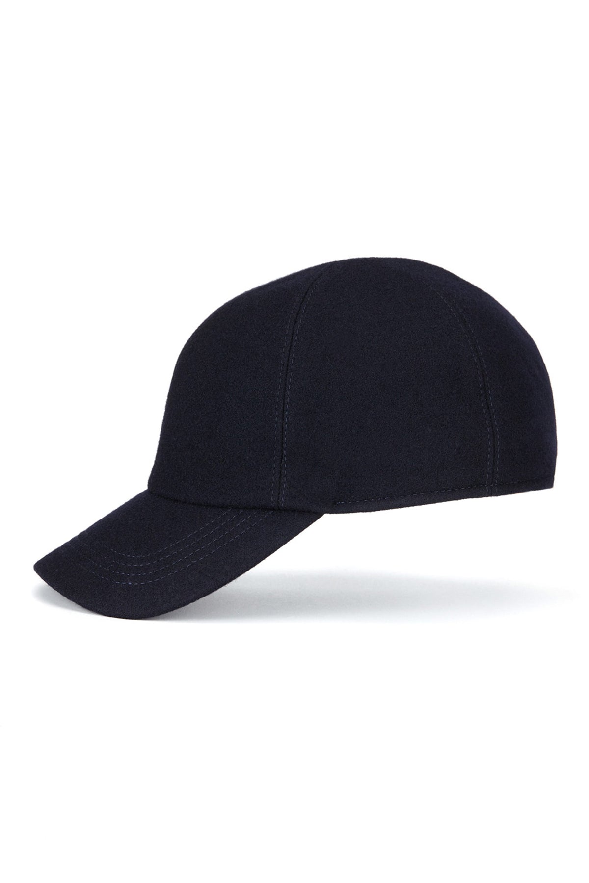 NAVY WOOL BASEBALL CAP WITH INTERNAL EARFLAPS