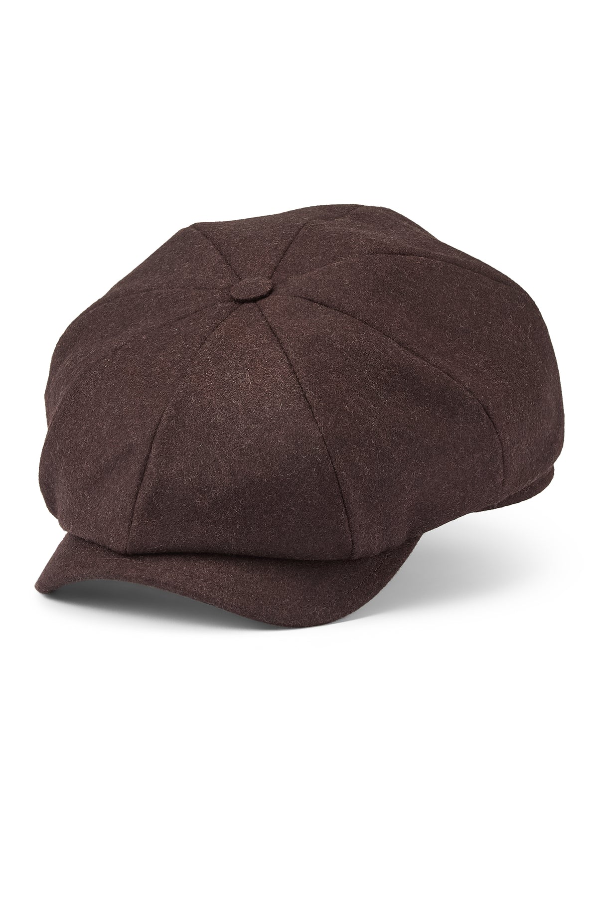 MEN'S DARK BROWN WOOL 8 PANEL BAKERBOY CAP
