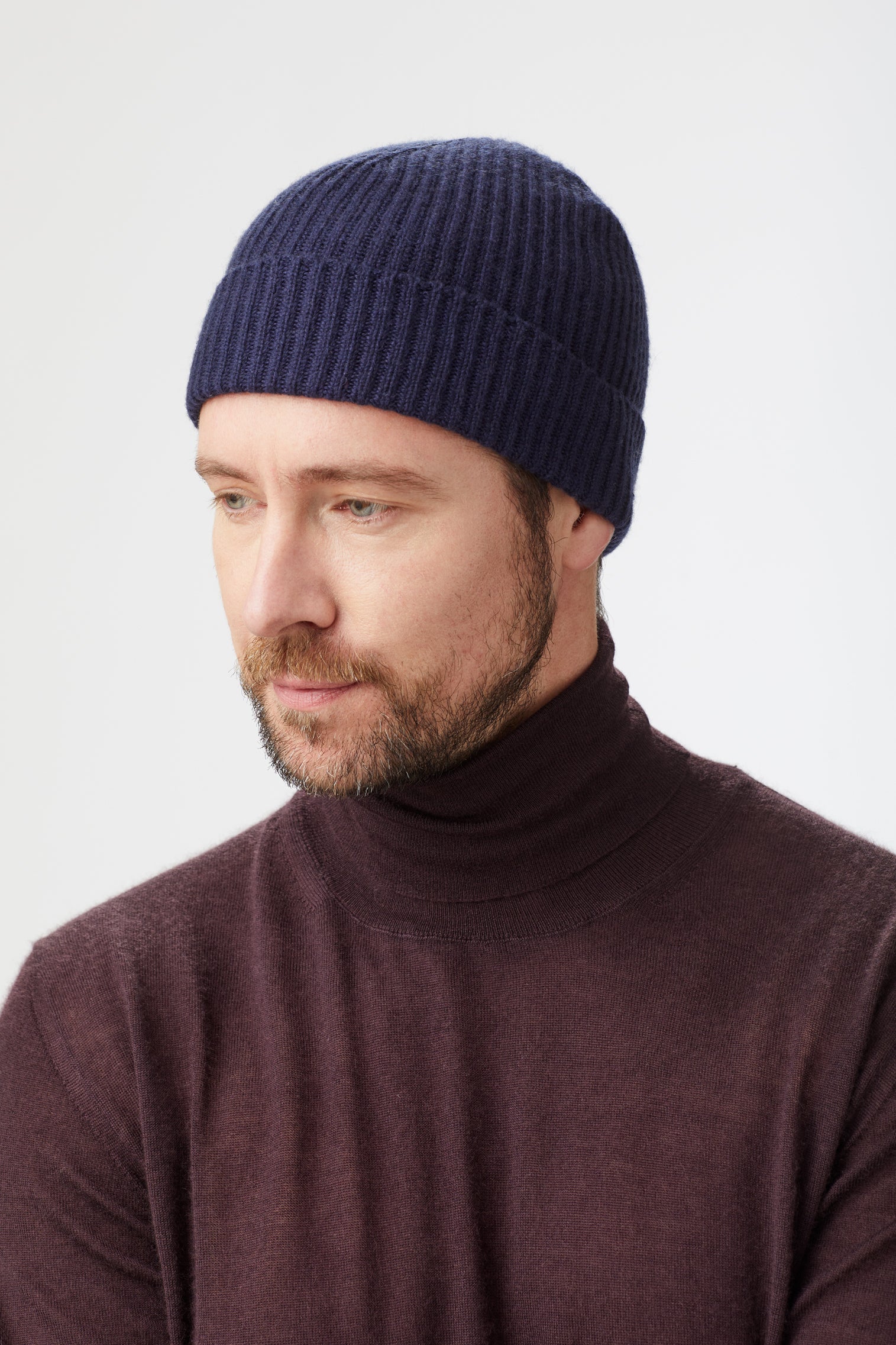 Blue Cashmere Ski Beanie - Hats for Oval Face Shapes - Lock & Co. Hatters London UK