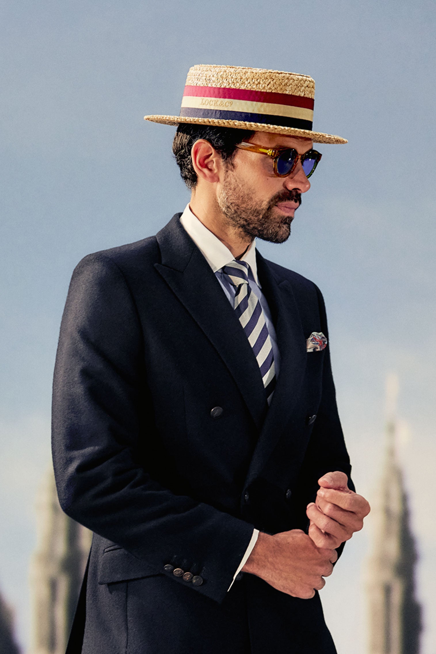 Limited Edition Straw Boater Hat with Lock & Co. Hatters grosgrain house ribbon and bow.
