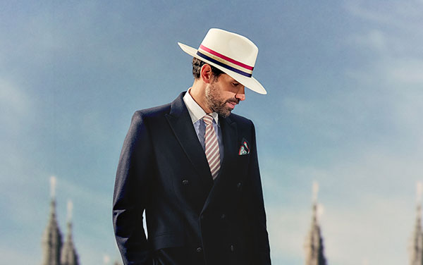 WIDE-BRIMMED PANAMA HAT WITH LOCK HOUSE-COLOURS FINE GROSGRAIN RIBBON AND BOW