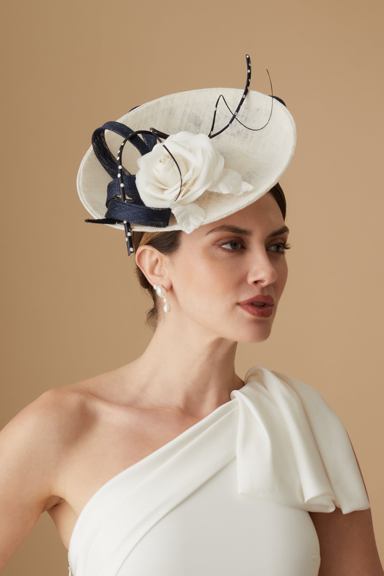 Assam White and Navy Saucer Hat - New Season Women's Hats - Lock & Co. Hatters London UK