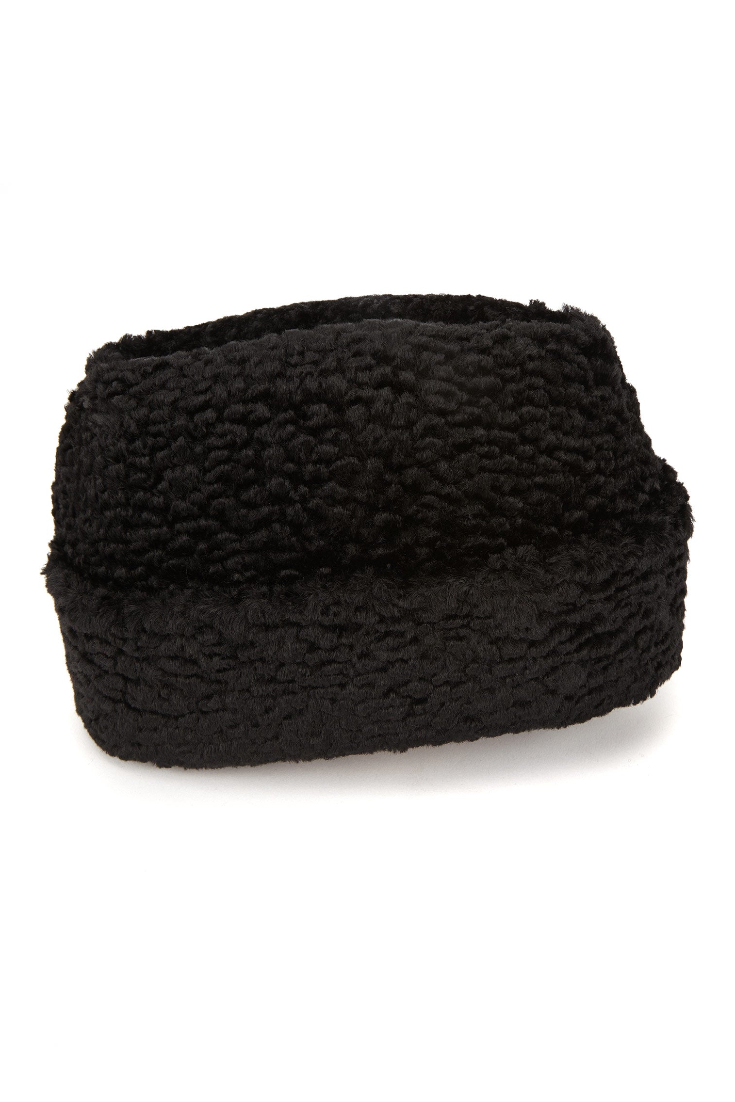 BLACK FAUX FUR  KARAKUL HAT WITH INTERNAL EAR FLAPS