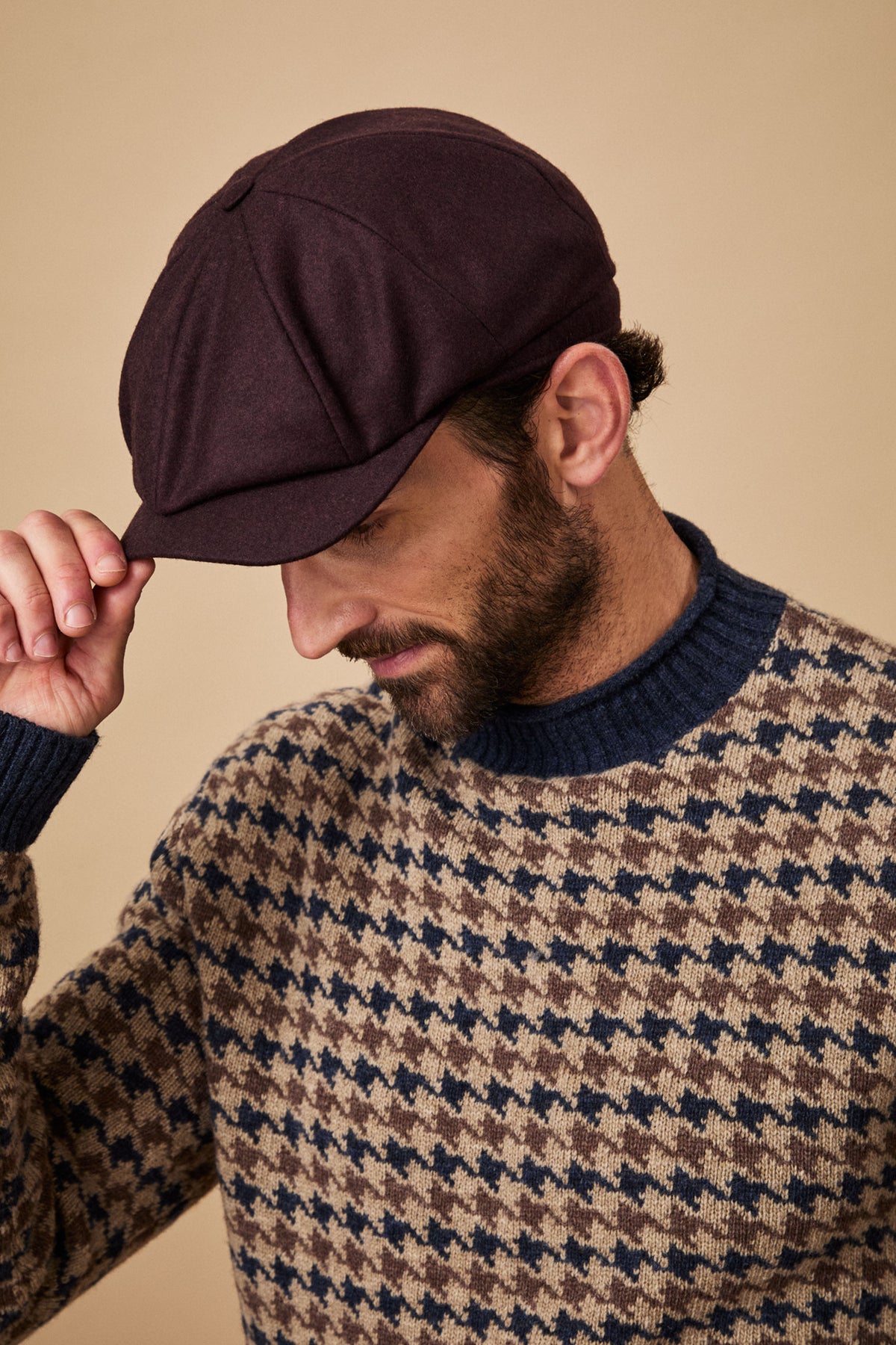 MEN&#39;S AUBERGINE WOOL 8 PANEL BAKERBOY CAP - Lock & Co. Hatters London UK
            