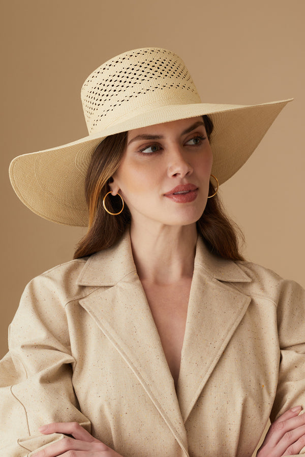 Cream Wide-Brimmed Sun Hat with Open-Weave Design Hawaii Made Crochet Beach Hat in Beautiful Island Tones  main image 4