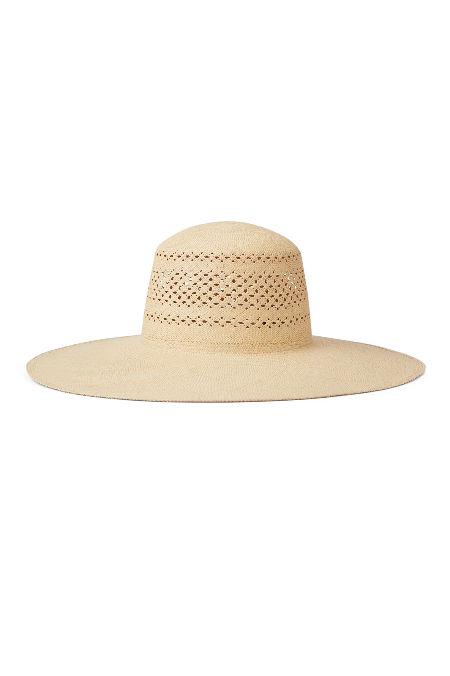 Cream Wide-Brimmed Sun Hat with Open-Weave Design Siena Hat - Collapsible Wide Brimmed Sun Hat | Sunday Afternoons main image 2