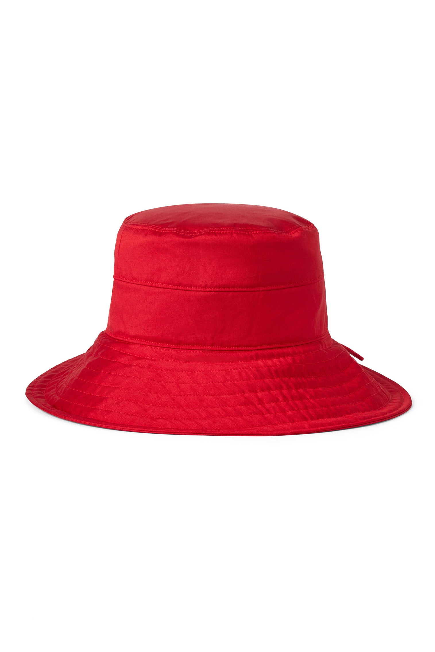 RED SILK SUN HAT WITH BACK TIES