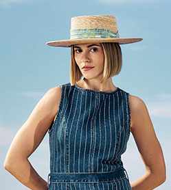 WOMEN'S MEXICAN PALM STRAW BOATER SUN HAT WITH LIBERTY PRINTED BAND