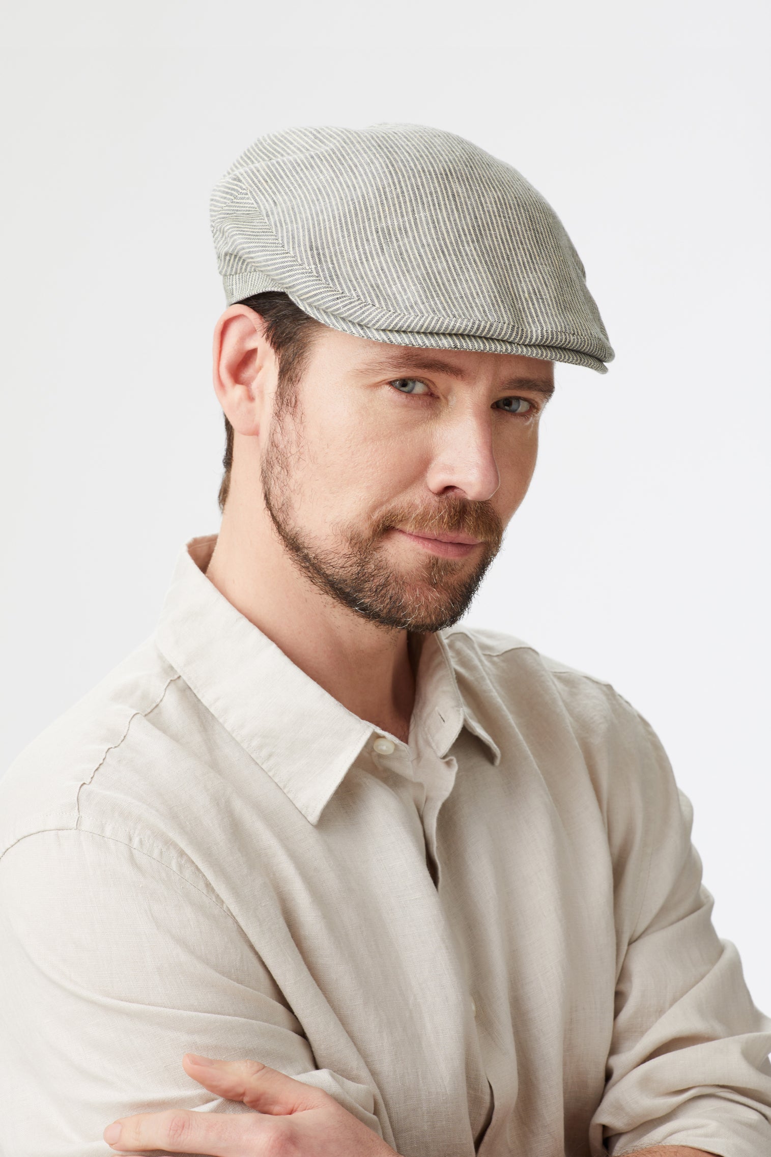 Cannes Linen Flat Cap - Hats for Tall People - Lock & Co. Hatters London UK