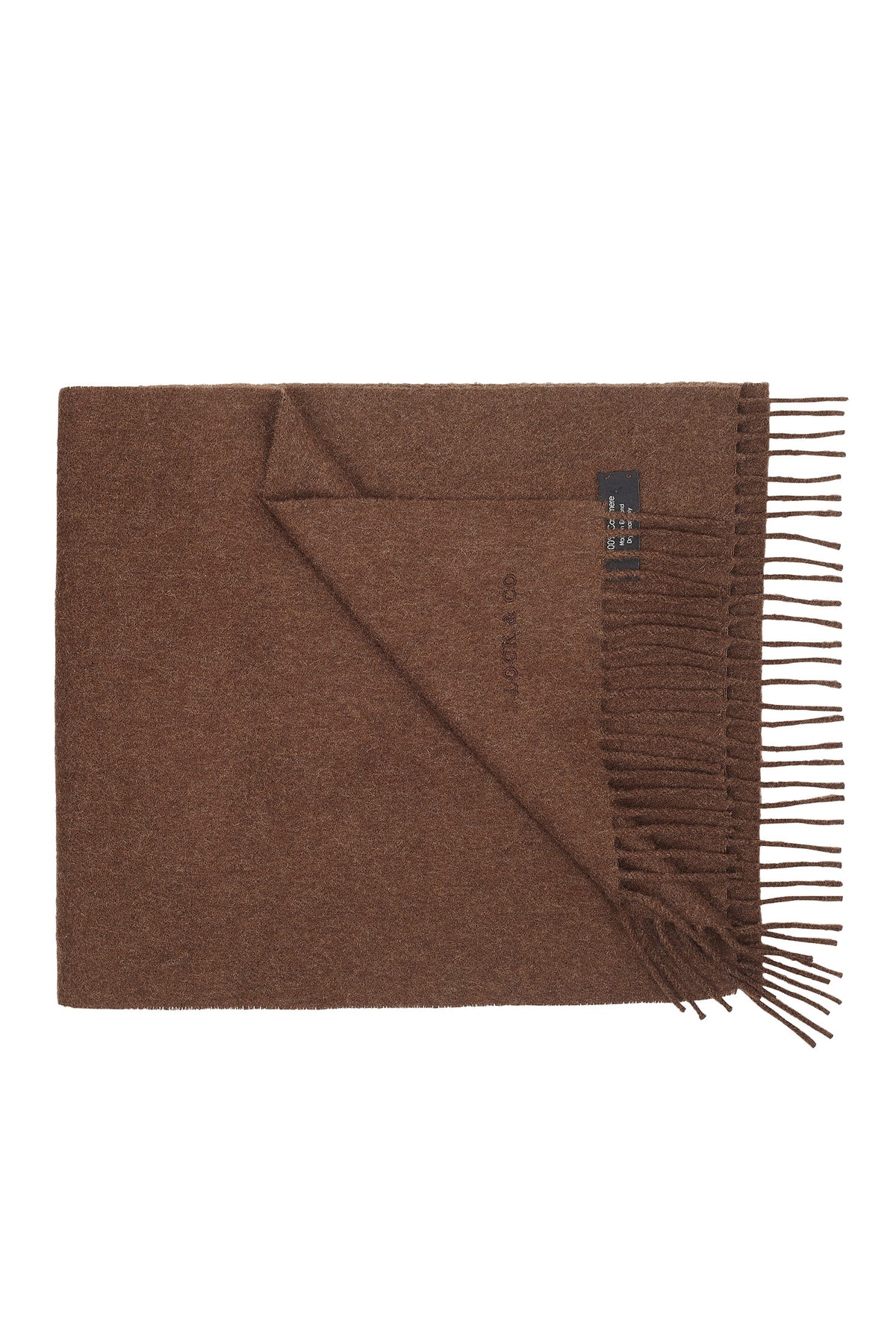 UNISEX BROWN CASHMERE SCARF WITH FRINGED EDGING - Lock & Co. Hatters London UK
            