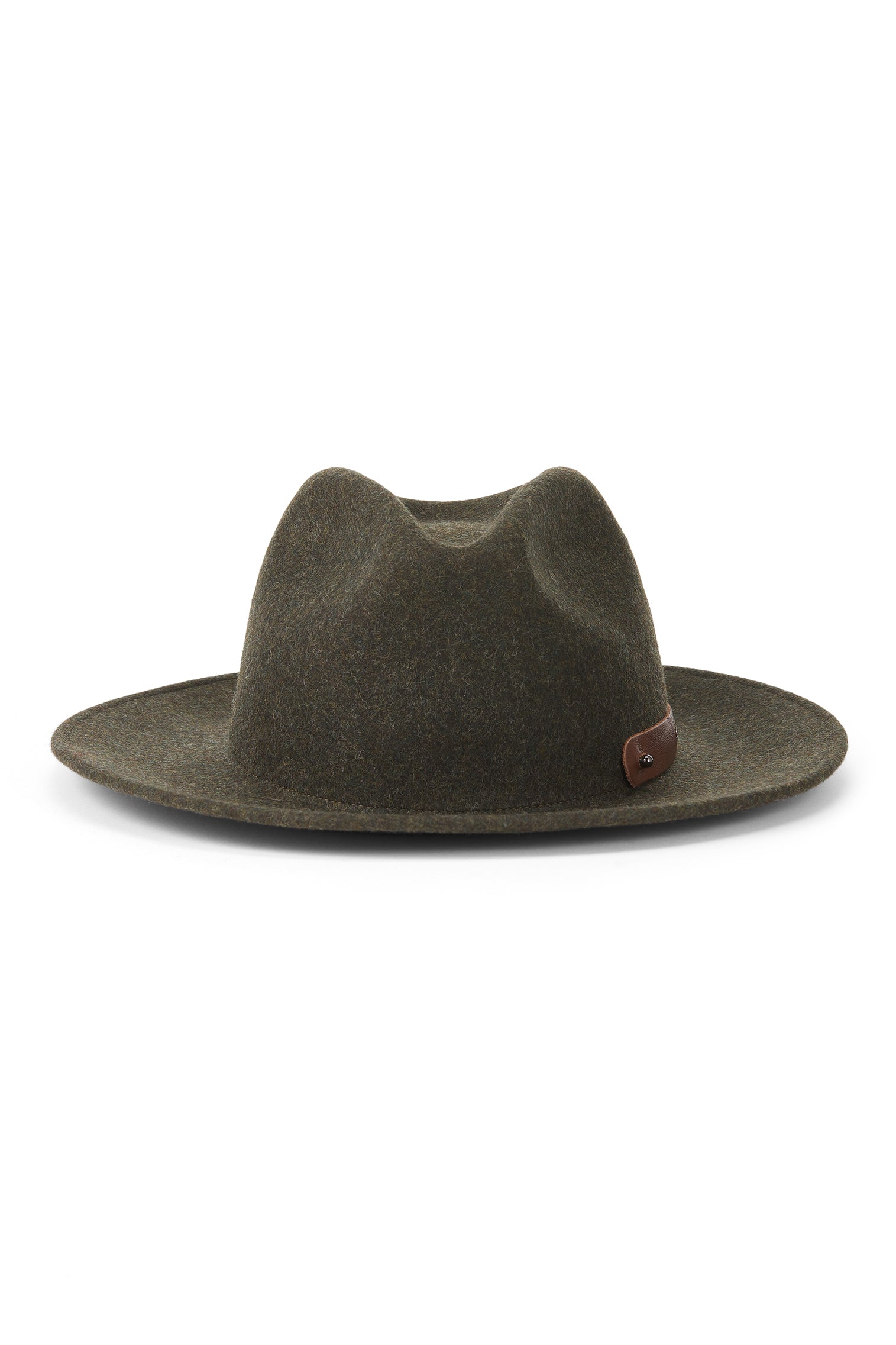 GREEN WOOL FELT ROLLABLE TRILBY HAT
