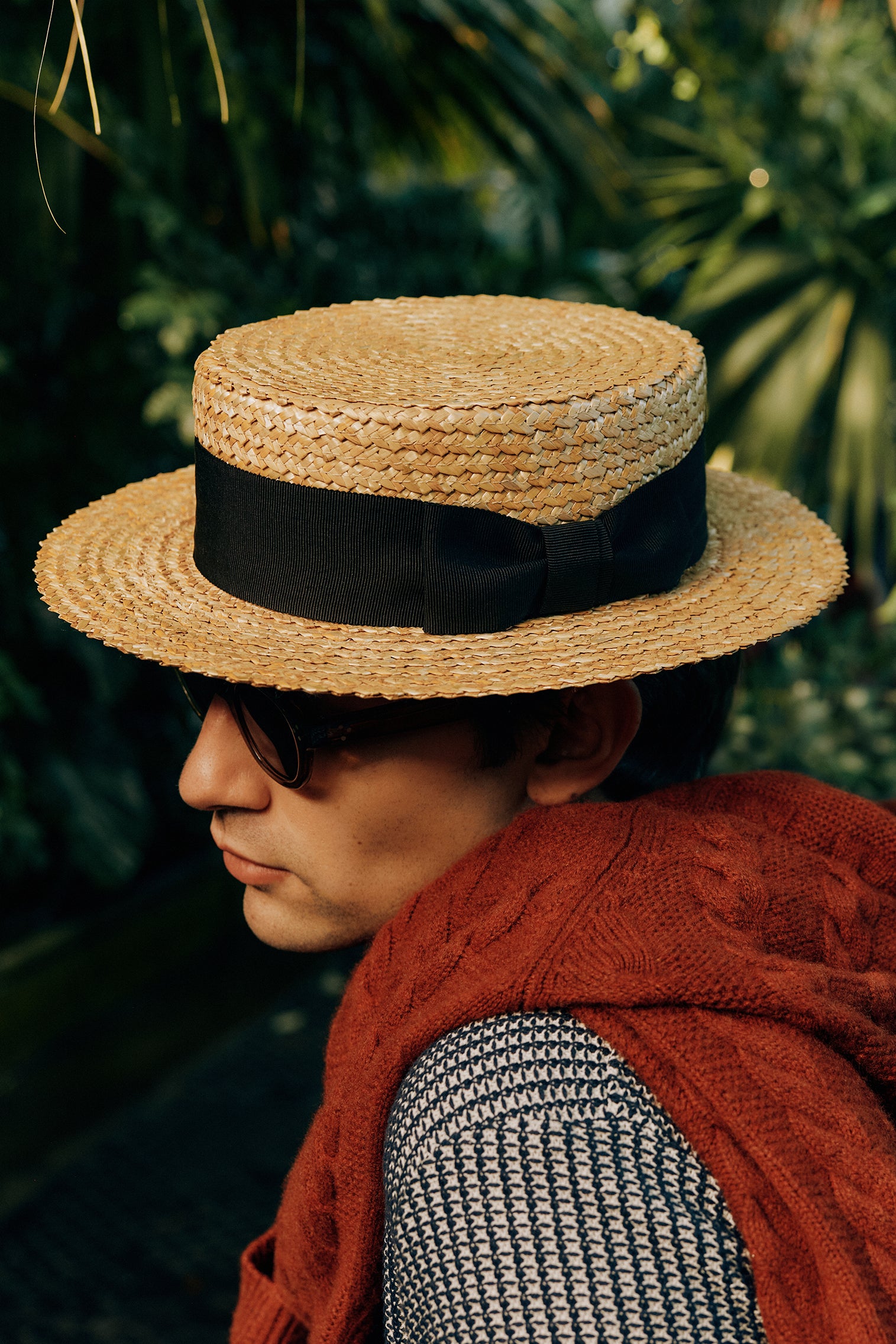 Handmade Classic Straw Boater Hat | Natural Straw, Summer Essential Accessory Made by Minga | Unisex Straw Boater Hat with Leather Strap  main image 3