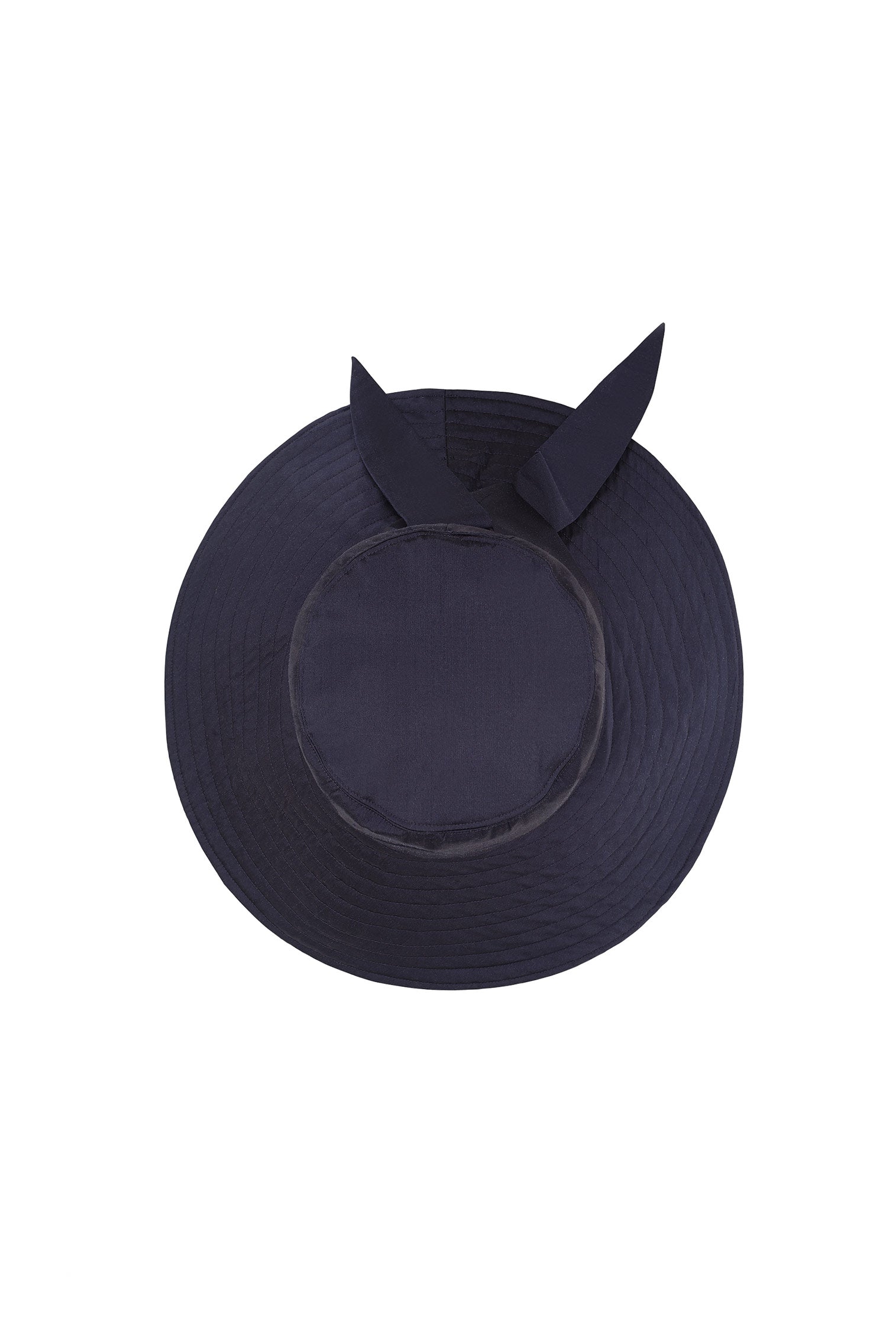 NAVY SILK BUCKET SUN HAT