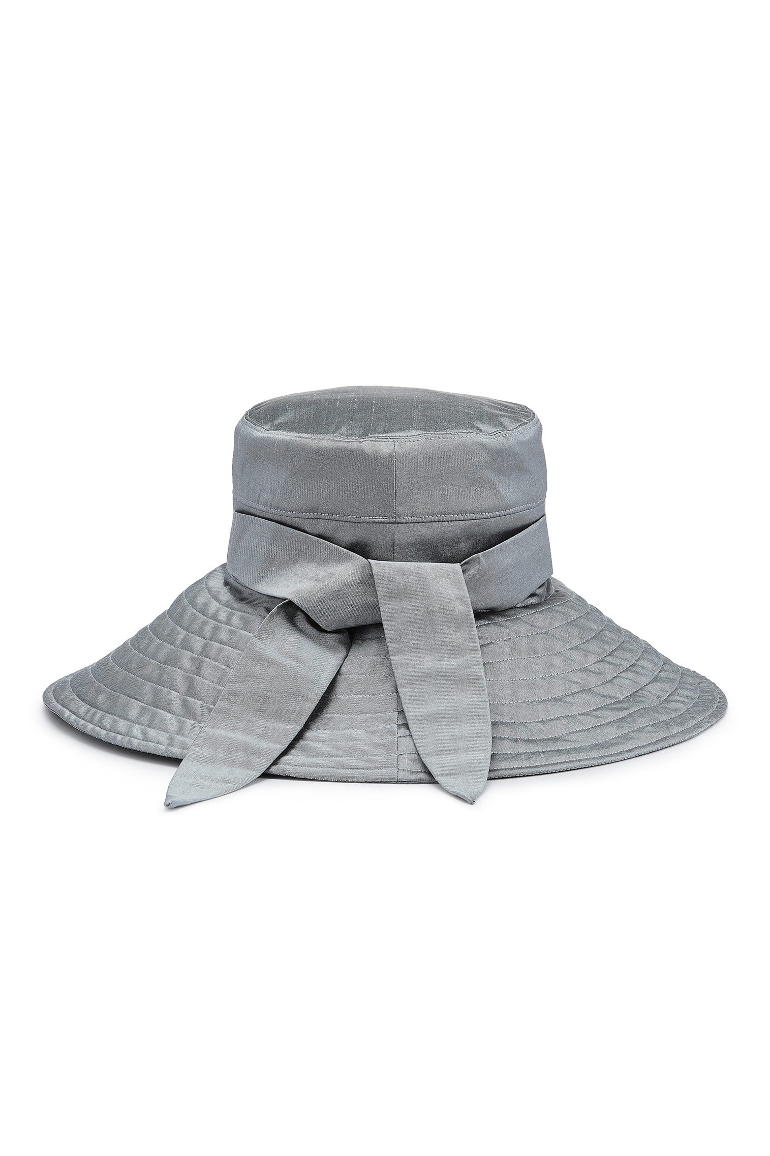 SILVER SILK BUCKET SUN HAT