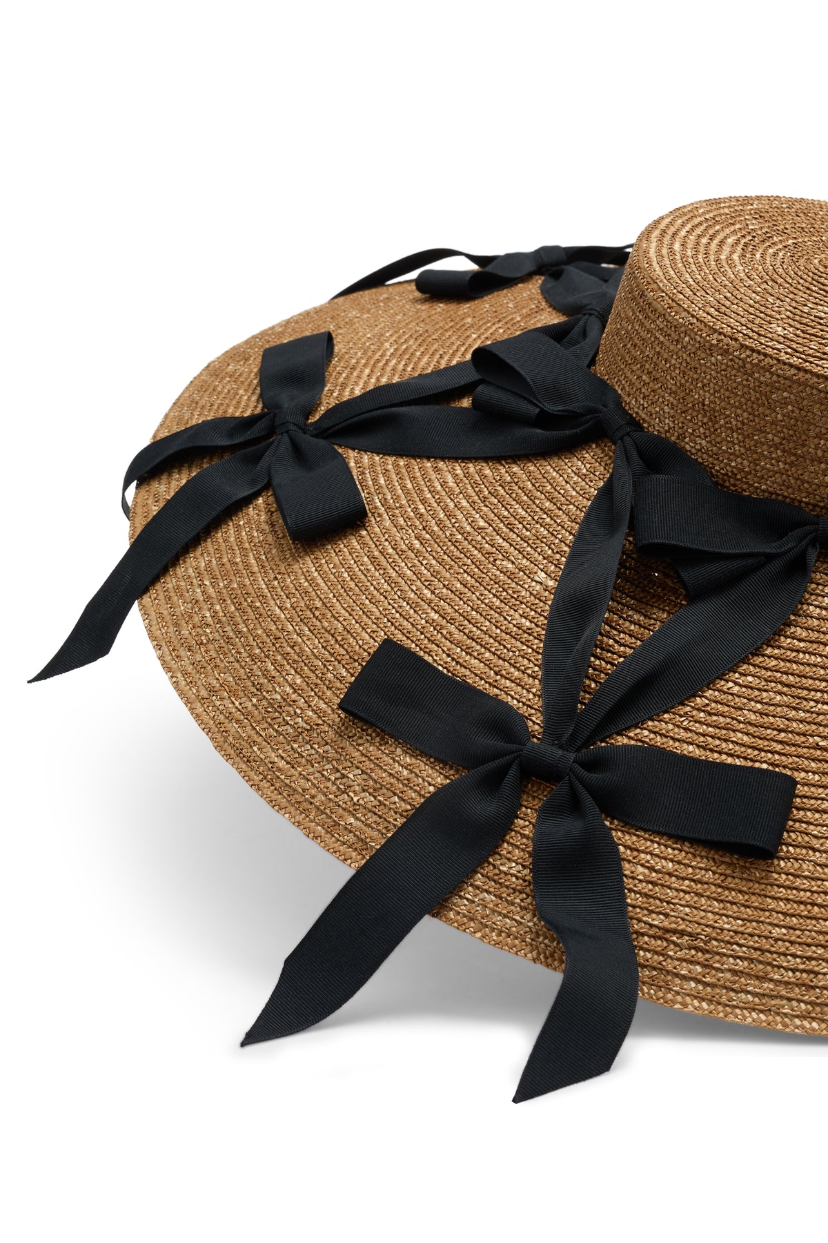 Golden wide brim pedal straw percher with black grosgrain ribbons - Lock & Co. Hatters London UK
            