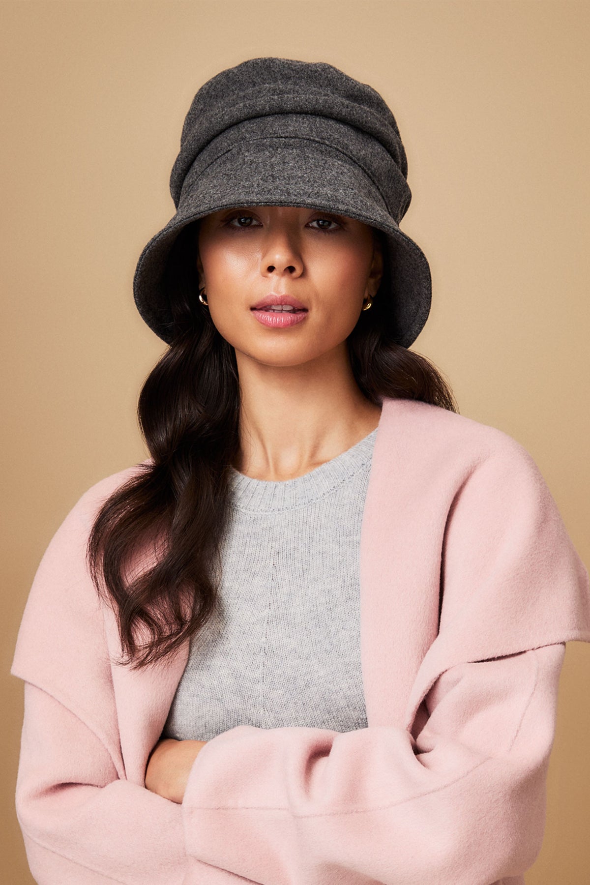 Cordelia Grey Ruched Rain Hat - Lock & Co. Hatters London UK
            