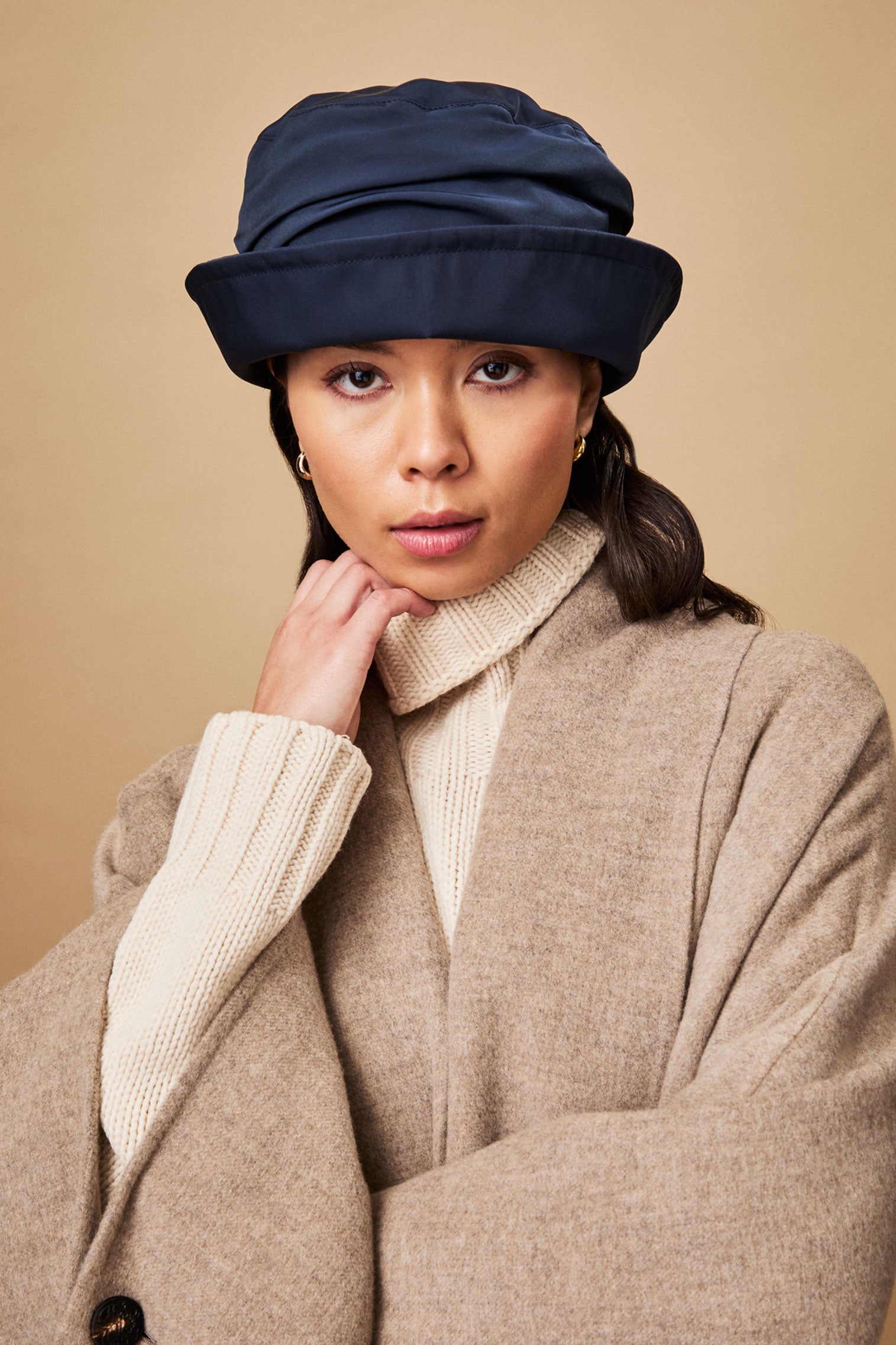 Cordelia Tech Navy Ruched Rain Hat -  - Lock & Co. Hatters London UK