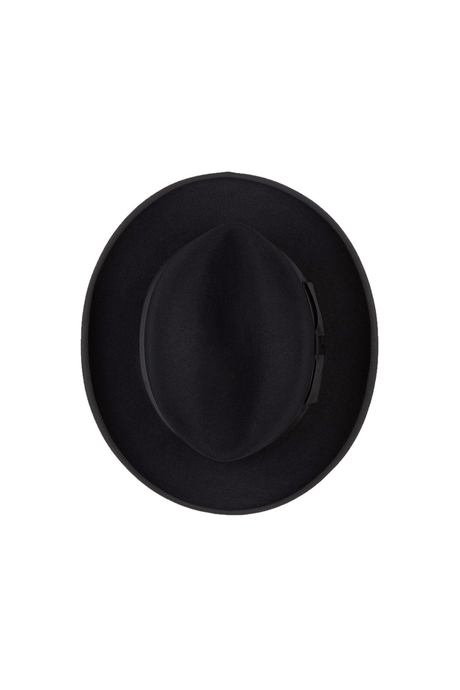 MEN'S BLACK RABBIT FUR FELT HOMBURG HAT WITH A BLACK GROSGRAIN BAND AND BOW