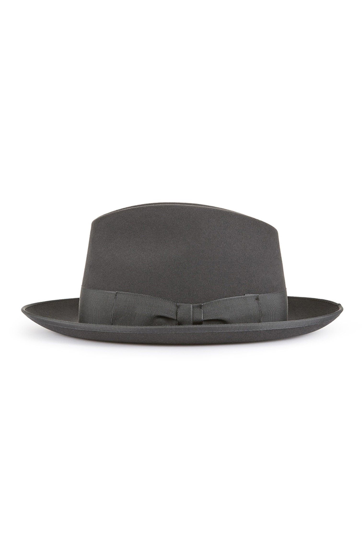 MEN'S GREY ESCORIAL WOOL TRILBY HAT  WITH A BOUND EDGE AND A GREY GROSGRAIN BAND AND BOW