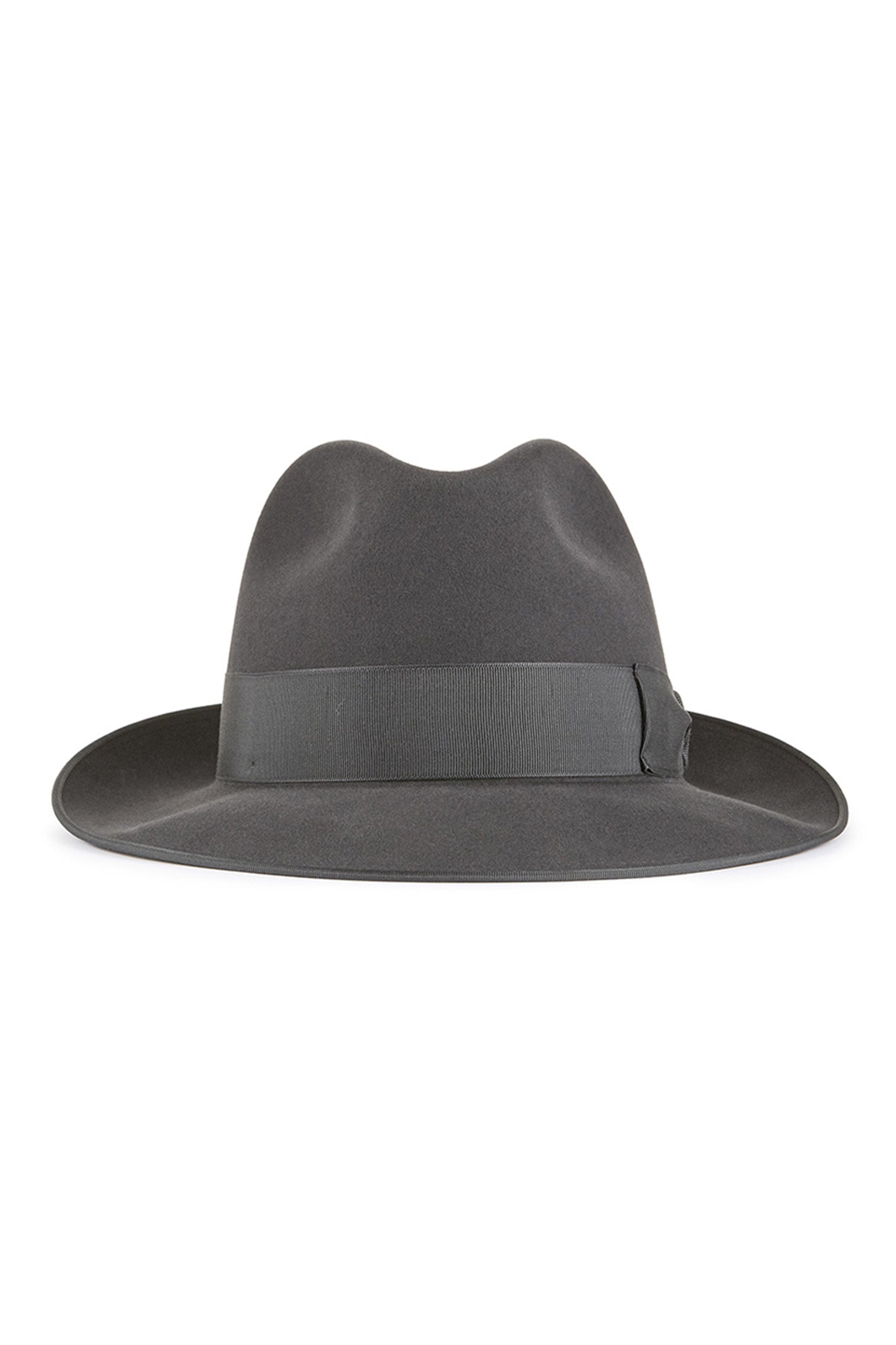 MEN'S GREY ESCORIAL WOOL TRILBY HAT  WITH A BOUND EDGE AND A GREY GROSGRAIN BAND AND BOW