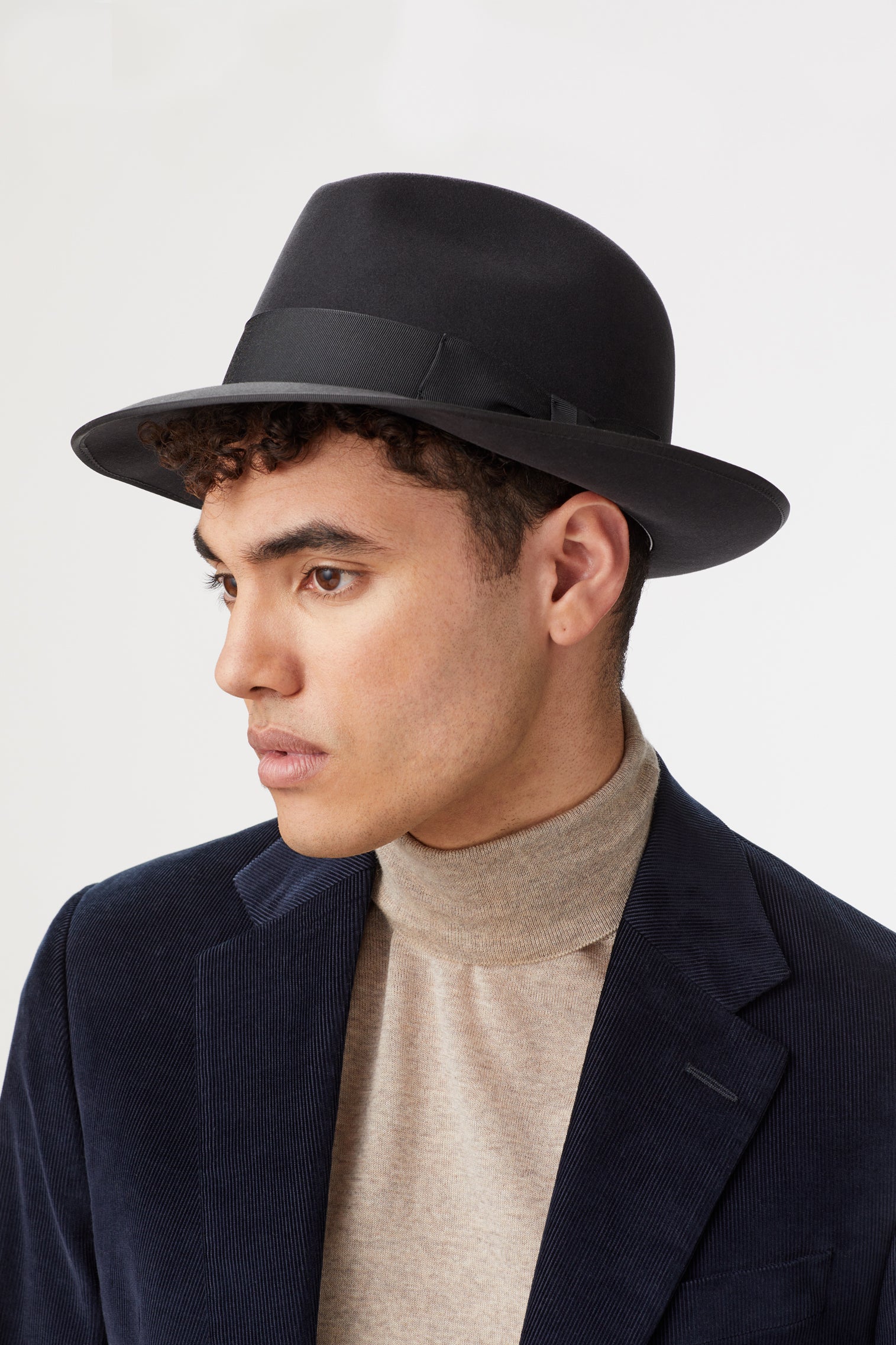 Black Wool Wide Brim Bowler Trilby Fedora Hat Escorial Wool Albany