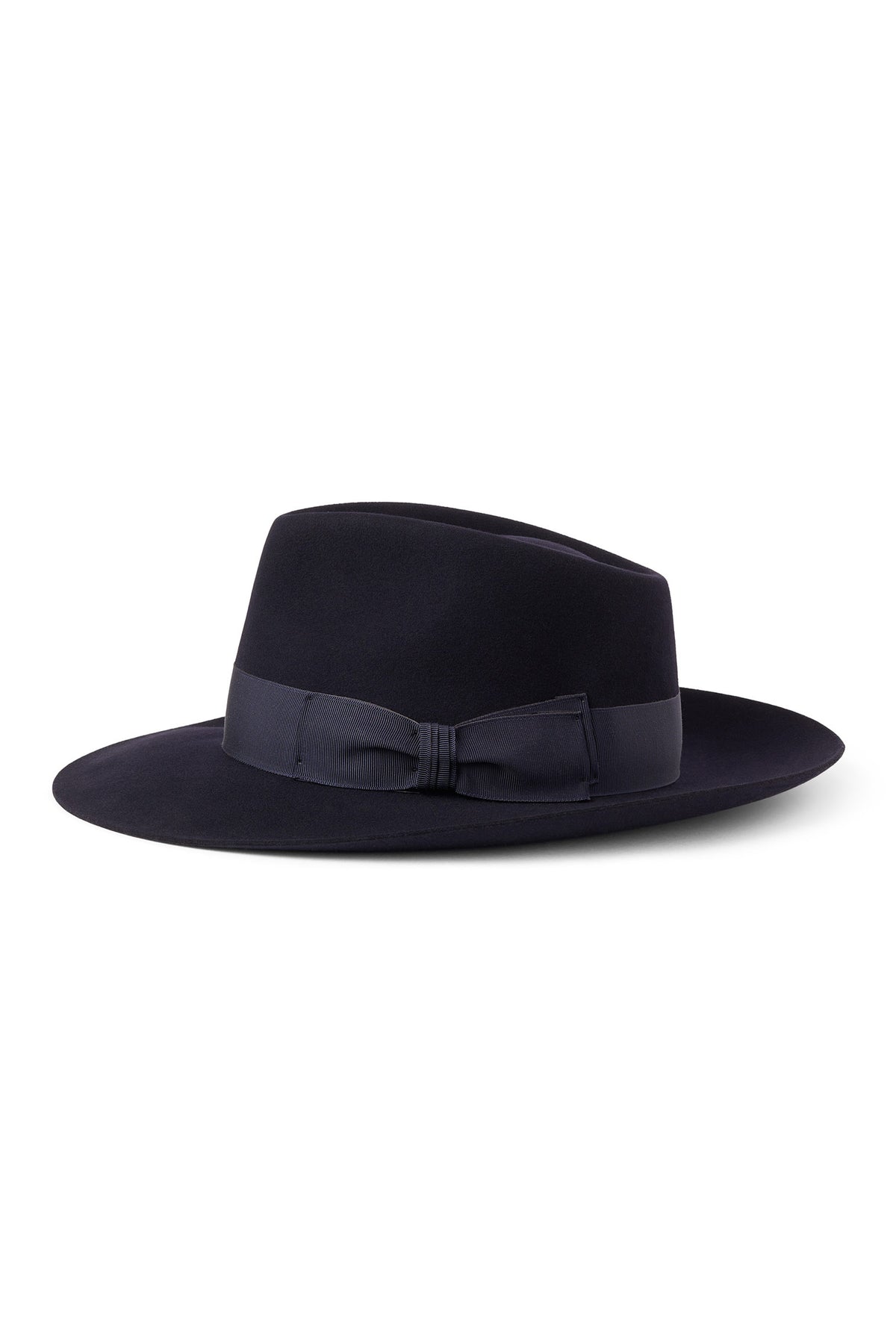 NAVY ESCORIAL WOOL FEDORA HAT WITH A NAVY GROSGRAIN BAND AND BOW - Lock & Co. Hatters London UK
            