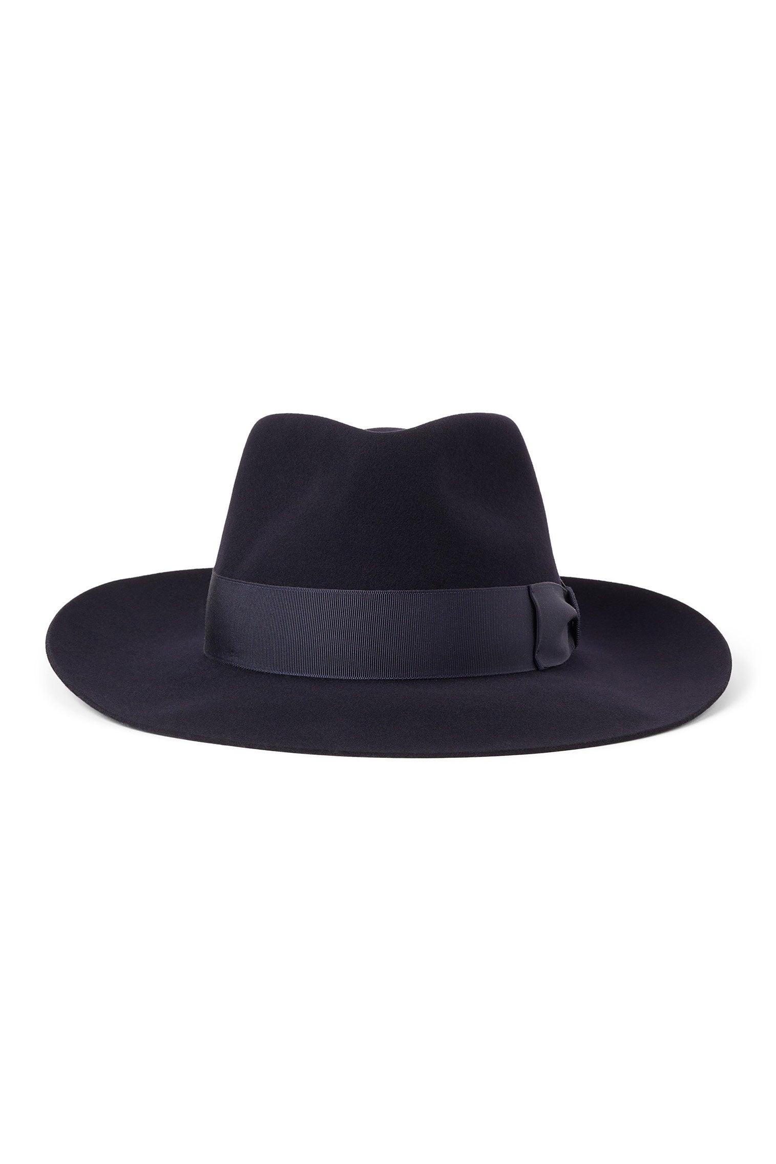 NAVY ESCORIAL WOOL FEDORA HAT WITH A NAVY GROSGRAIN BAND AND BOW