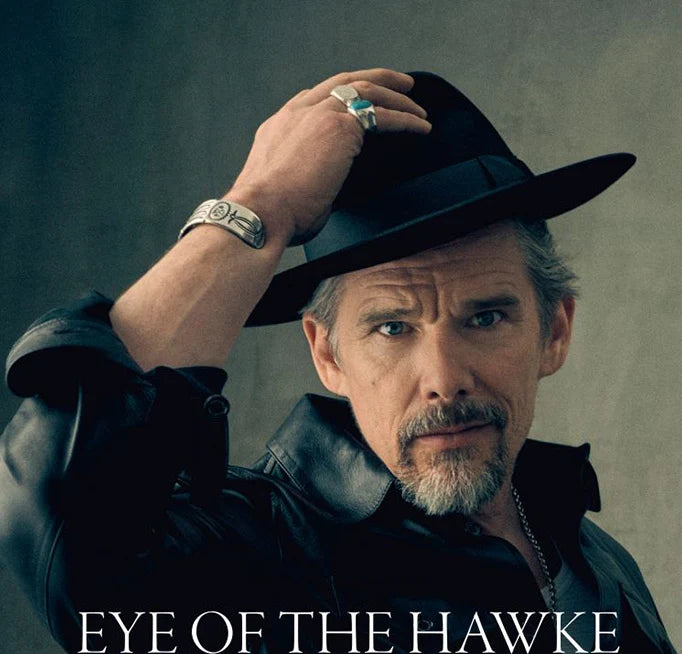 Ethan Hawke wearing a Lock & Co. black wide-brim hat.
