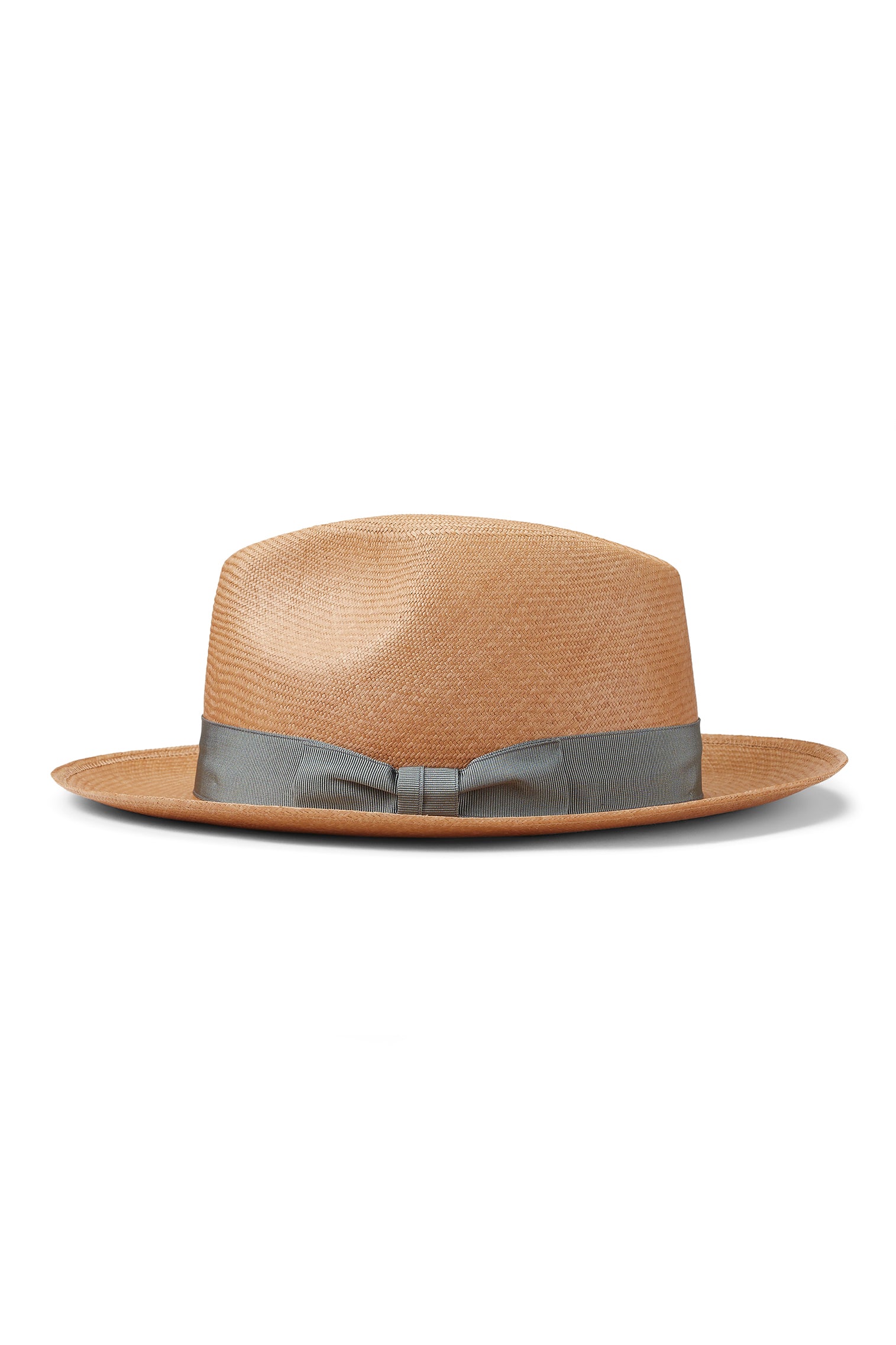 TOQUILLA PALM STRAW MOCHA PANAMA HAT WITH A METAL GROSGRAIN BAND AND BOW