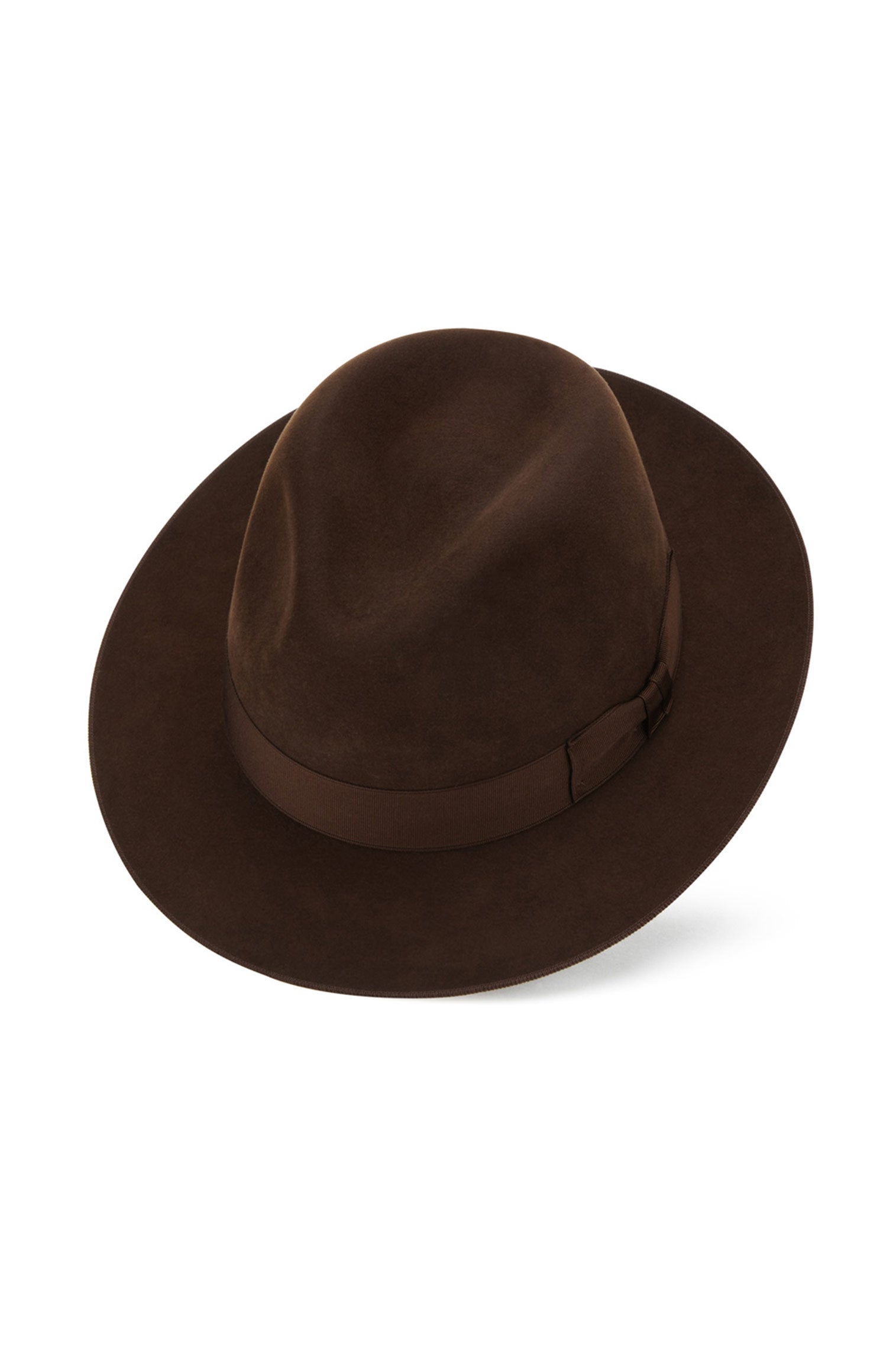 MEN'S BROWN BEAVER FUR FELT TRILBY HAT WITH A BROWN GROSGRAIN BAND AND BOW