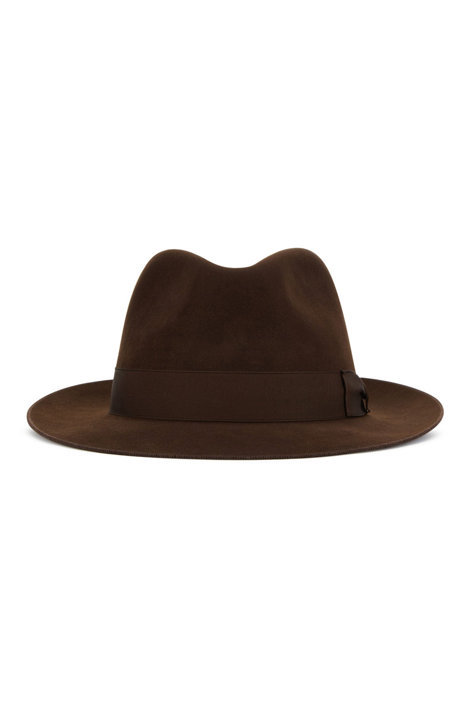 MEN'S BROWN BEAVER FUR FELT TRILBY HAT WITH A BROWN GROSGRAIN BAND AND BOW