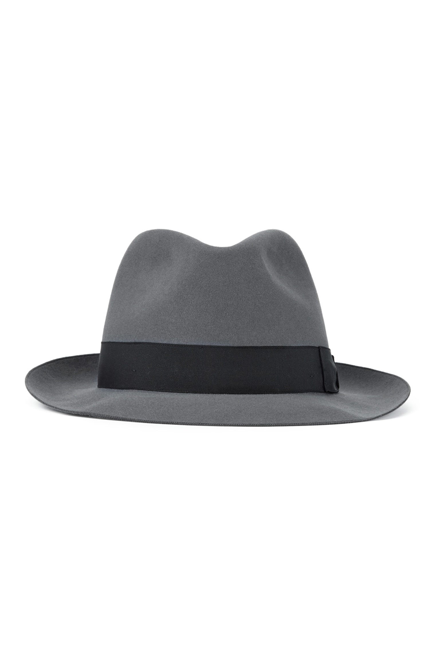 MEN'S GREY BEAVER FUR FELT TRILBY HAT WITH A BLACK GROSGRAIN BAND AND BOW