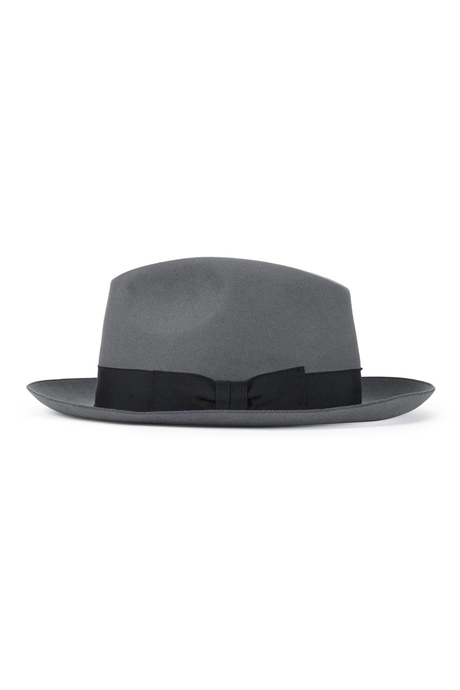 MEN'S GREY BEAVER FUR FELT TRILBY HAT WITH A BLACK GROSGRAIN BAND AND BOW
