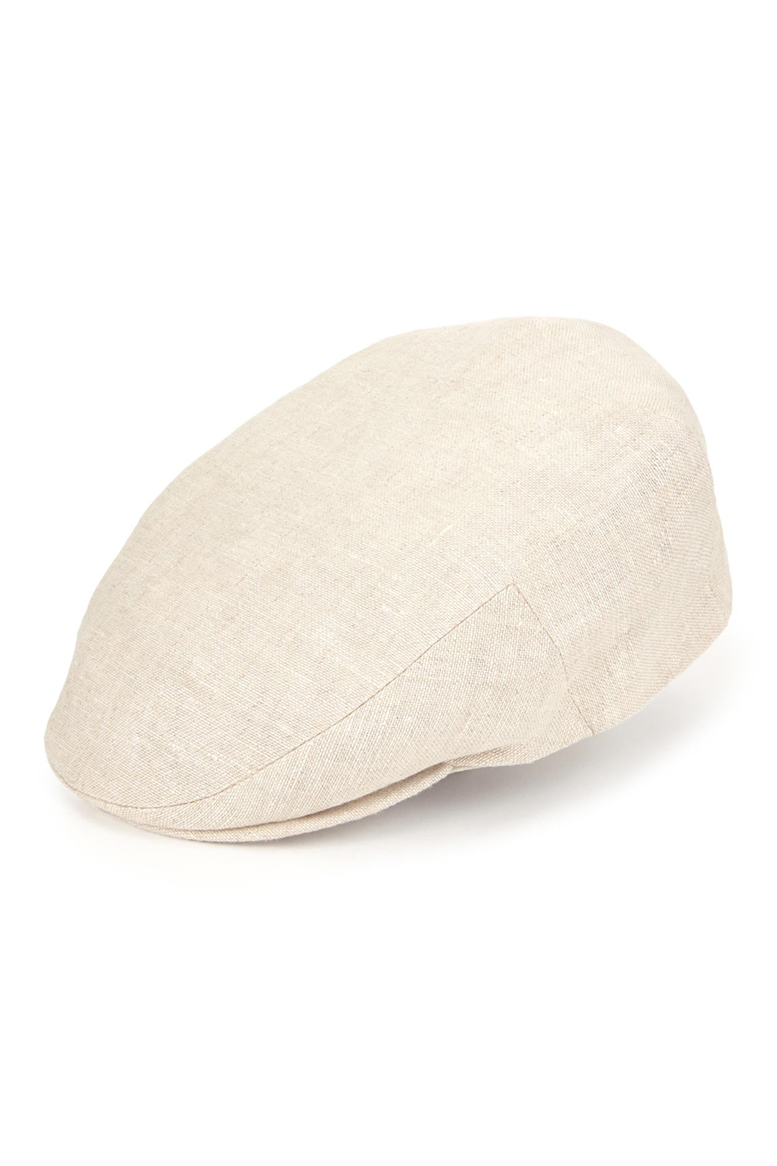 BEIGE LINEN FLAT CAP