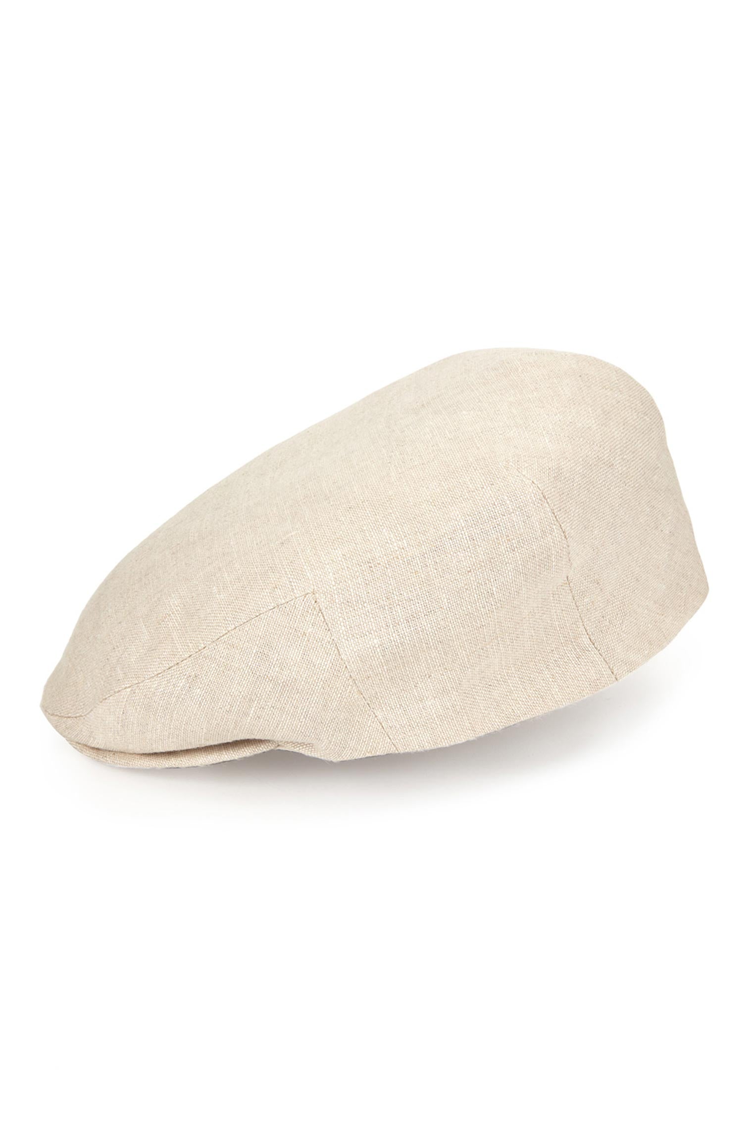 BEIGE LINEN FLAT CAP