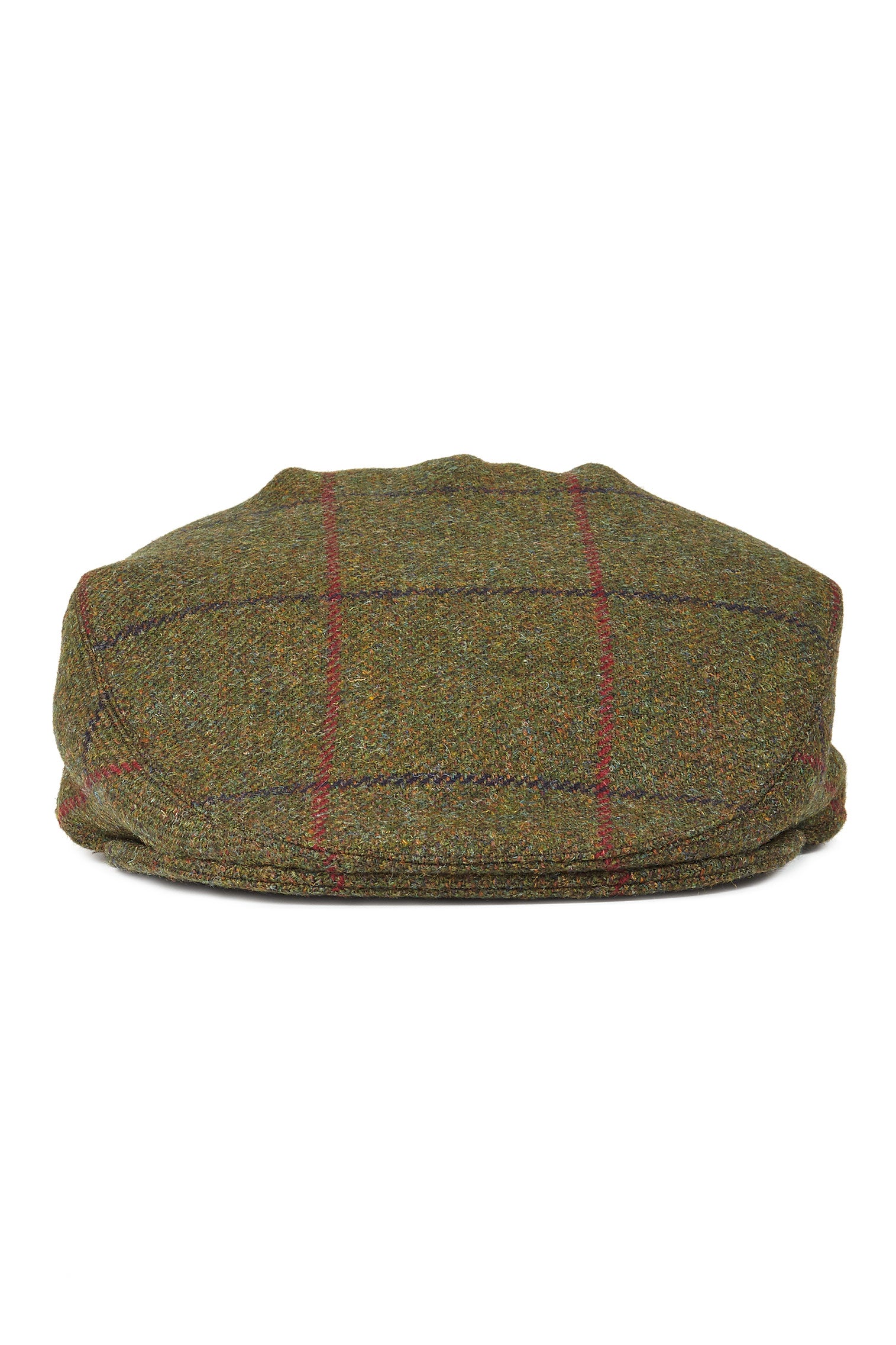 GREEN AND RED CHECK WOOL TWEED FLAT CAP