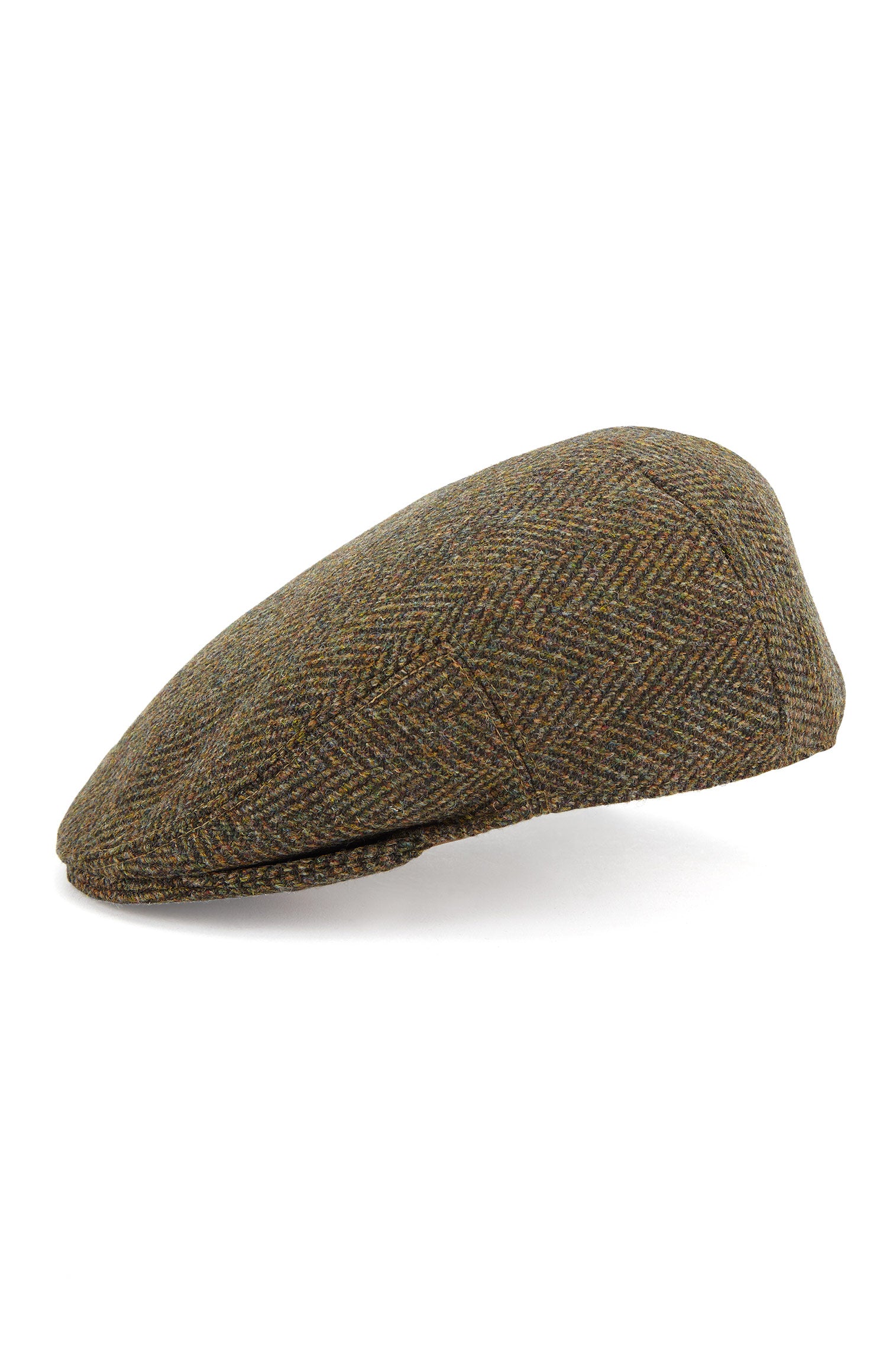 BROWN WOOL TWEED FLAT CAP