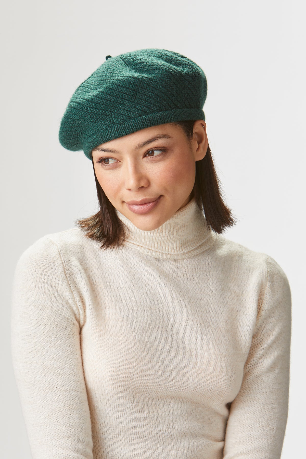 Green Knitted Cashmere Beret Lock Co. Hats for Men Women