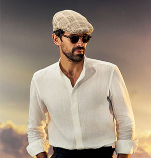 MENS WOOL BEIGE AND BROWN CHECK FLAT CAP