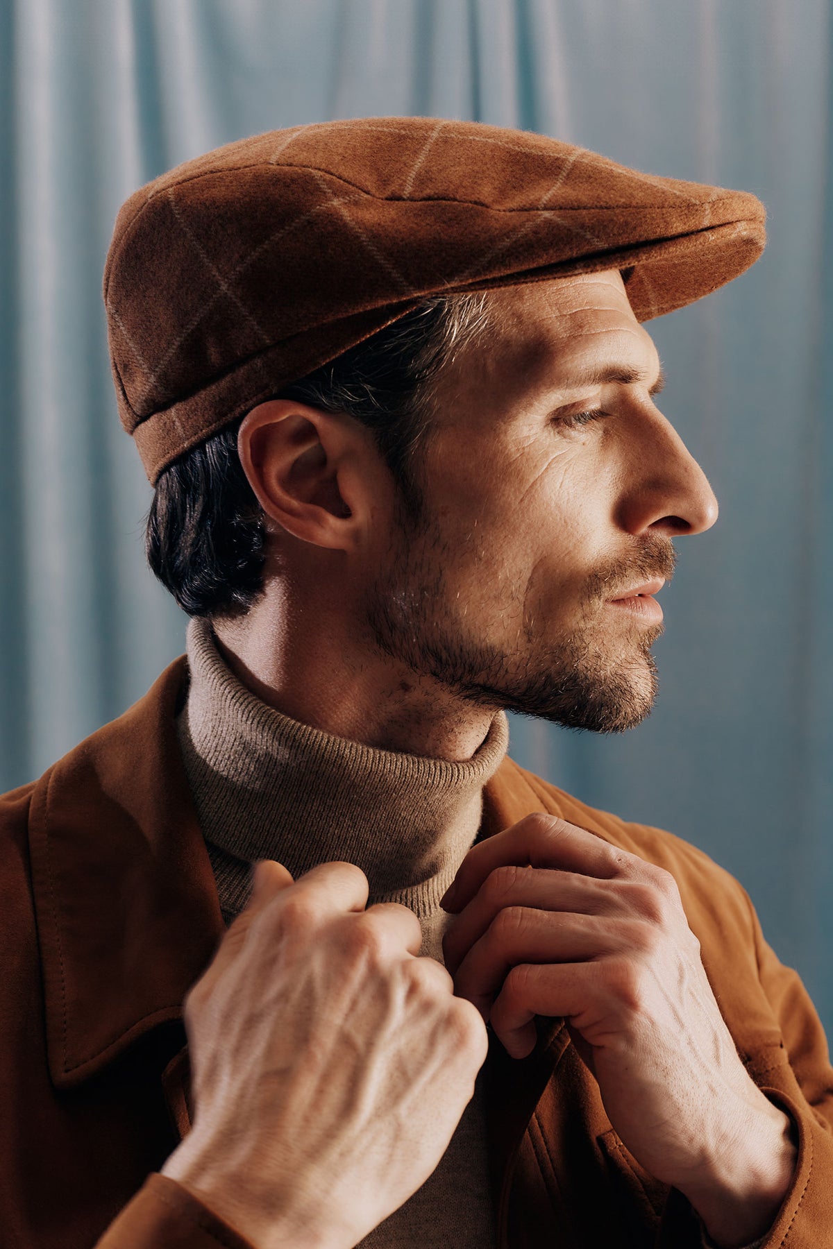 MEN&#39;S RUST AND BEIGE CHECK WOOL FLAT CAP - Lock & Co. Hatters London UK
            