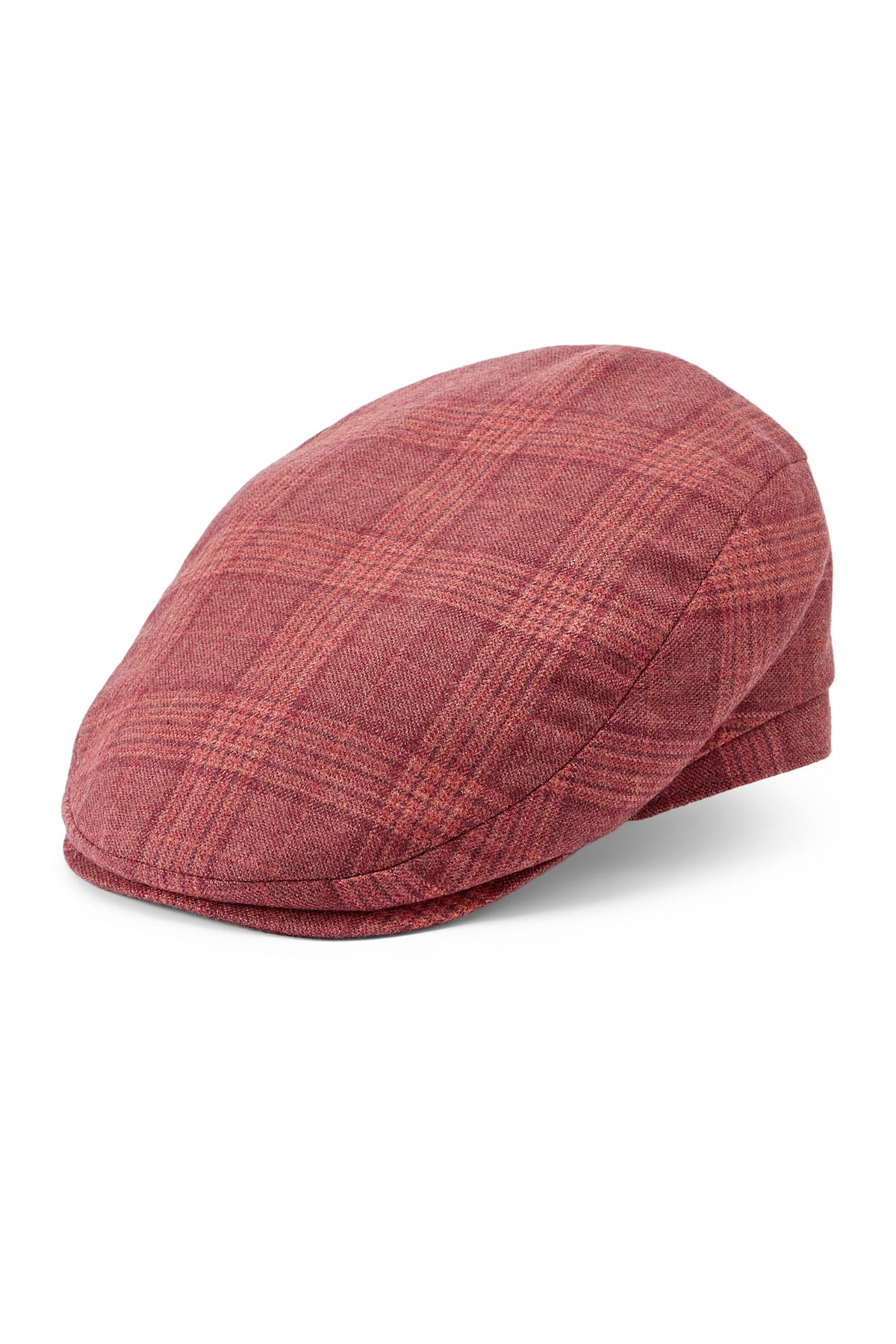 MEN'S RED CHECK WOOL FLAT CAP
